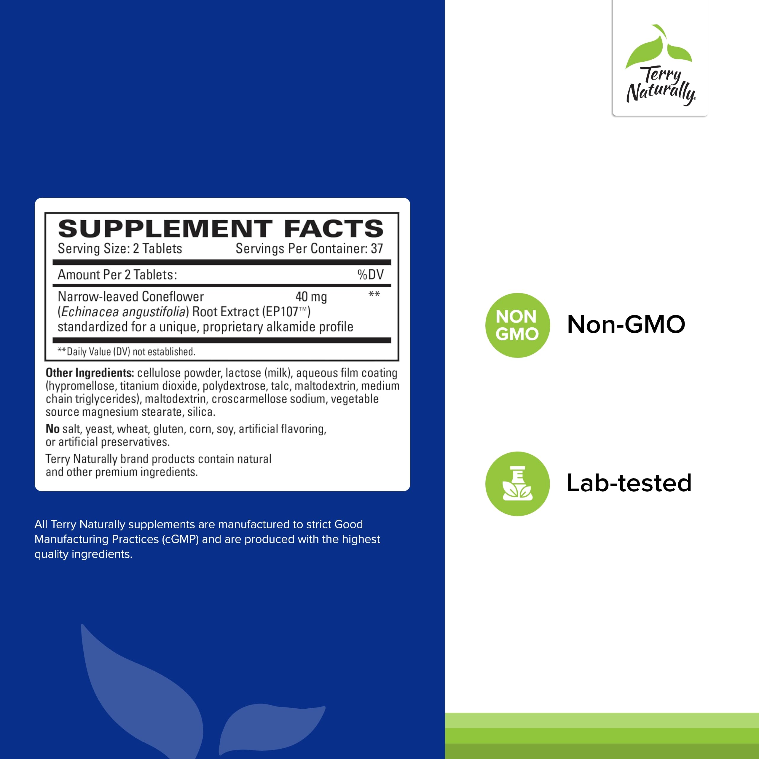 Terry Naturally AnxioCalm - Calming Support Supplement - Supports Against Occasional Tension & Aids Calm Feelings with Narrow-Leaved Coneflower - Non-Drowsy Supplement - 75 Tablets Terry Naturally uk supplements