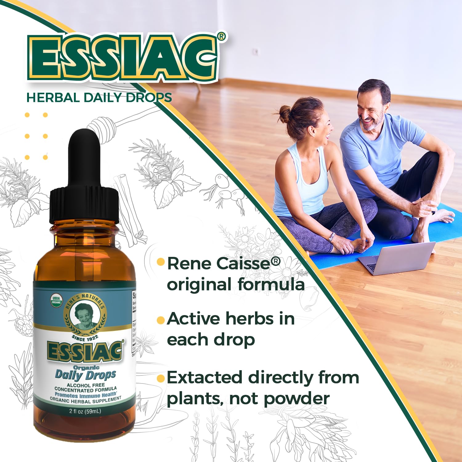 Essiac Original Tea USDA Organic Daily Drops for Enhanced Lymphatic Drainage and Immune Support | Alcohol Free Concentrated Formula | 2oz (59ml) Essiac uk supplements