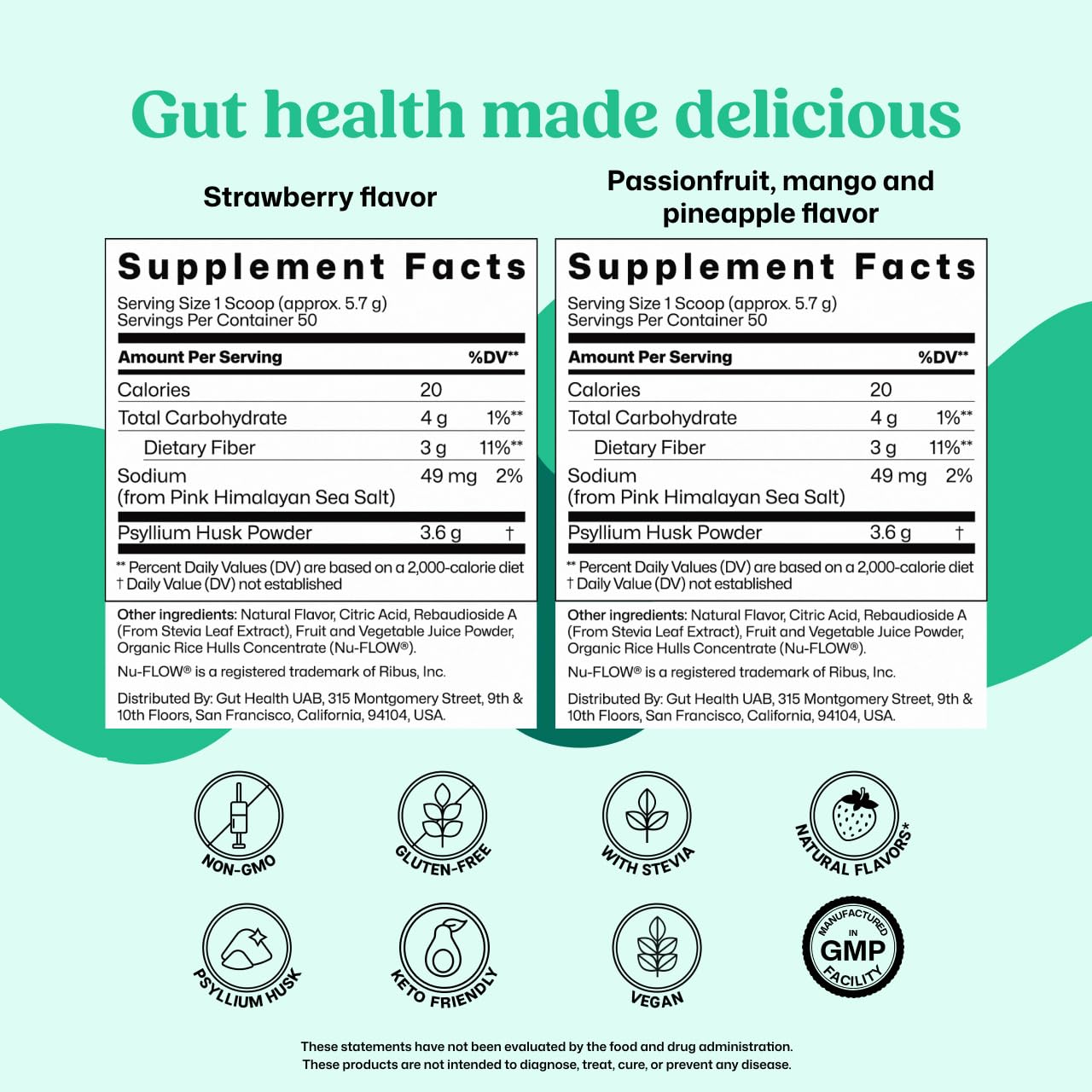 ColonBroom Psyllium Husk Powder - Colon Cleanse for Bloating Relief & Gut Health - Fiber Powder Drink - Easy to Mix - Vegan, Gluten Free, Non-GMO - Strawberry & Tropical Fruits (2 Pack) ColonBroom uk supplements
