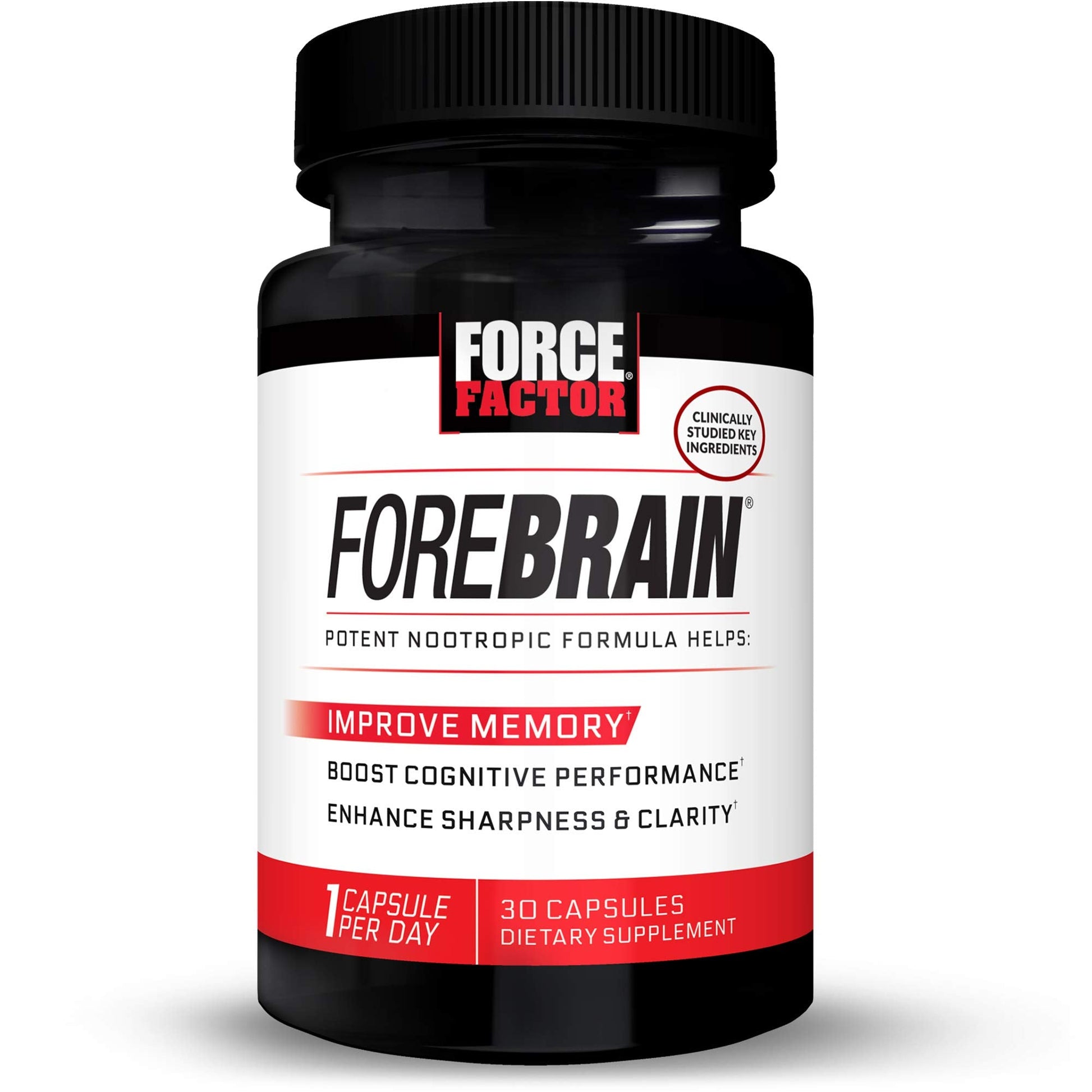 Force Factor Forebrain Nootropic Brain Supplement to Improve Memory, Boost Focus, Increase Mental Energy, and Support Brain Health with Caffeine, Bacopa, and Huperzine A, 30 Capsules Force Factor uk supplements