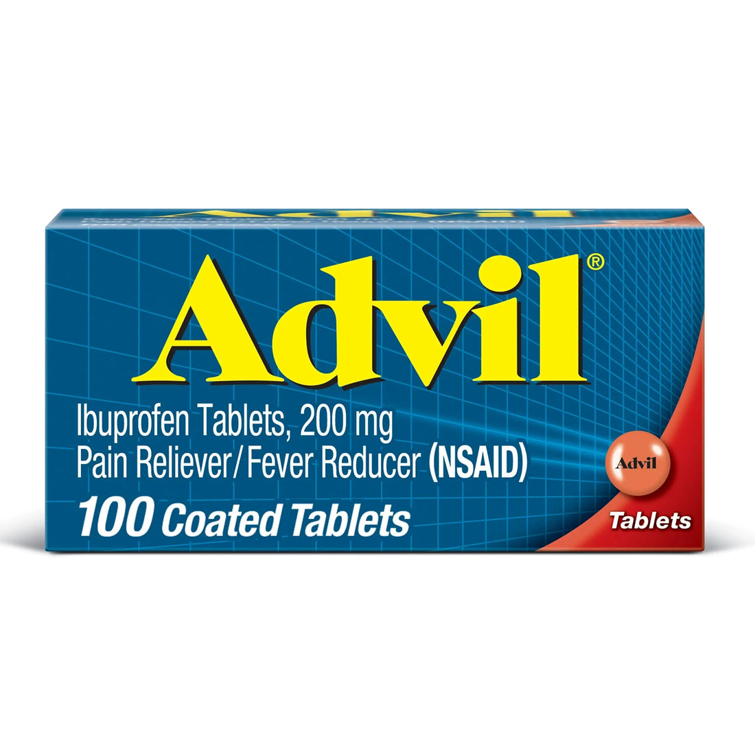 Advil Pain Reliever and Fever Reducer, Pain Relief Medicine with Ibuprofen 200mg for Headache, Backache, Menstrual Pain and Joint Pain Relief - 100 Coated Tablets Advil uk supplements