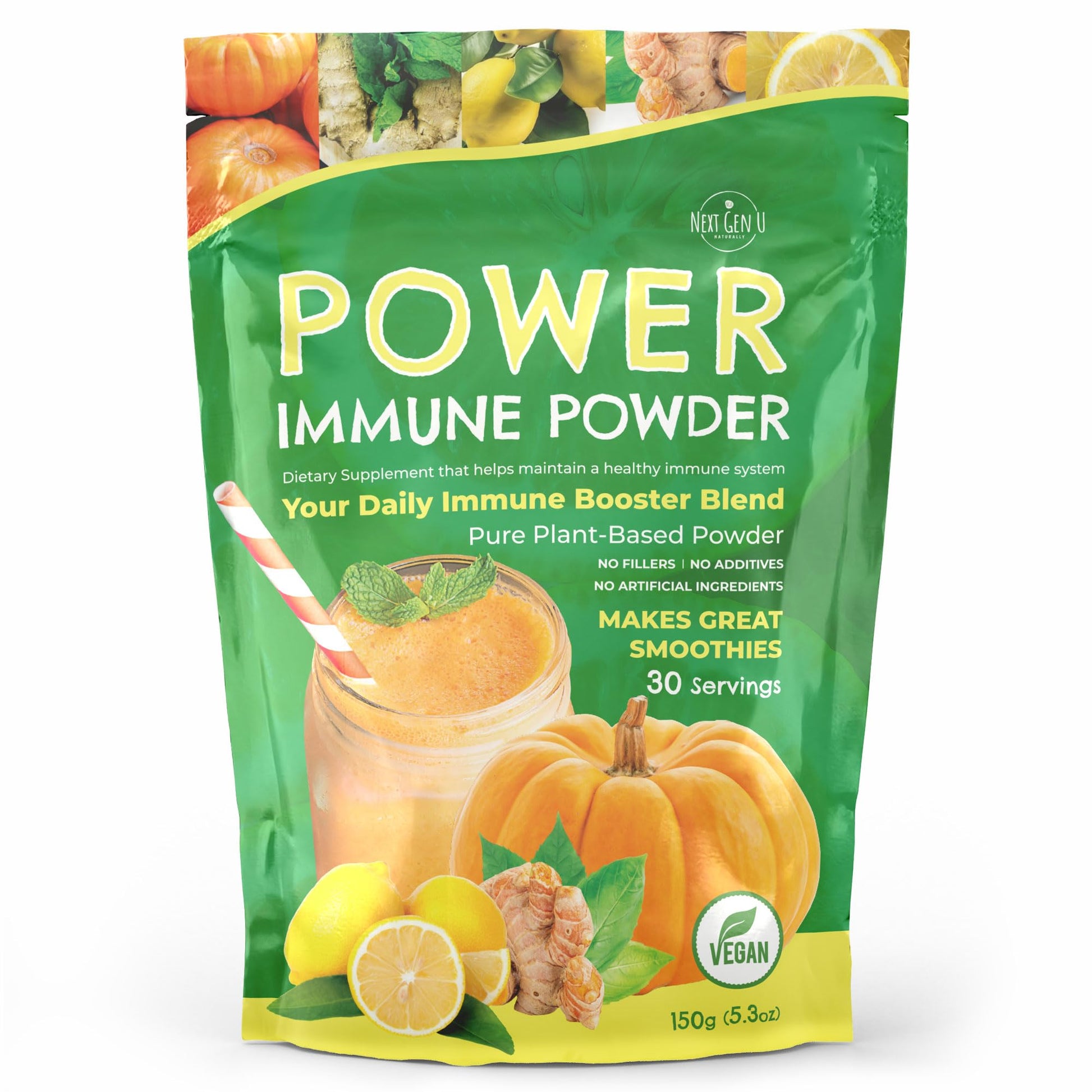 Immune Support - Supplement Powder 150g - Superfood Booster for Adults - Natural Immunity Defense - Daily Drink Mix for Women & Men - Plant Based, Vegan & Gluten Free Smoothie Boost by NextGenU NGU Next Gen U uk supplements
