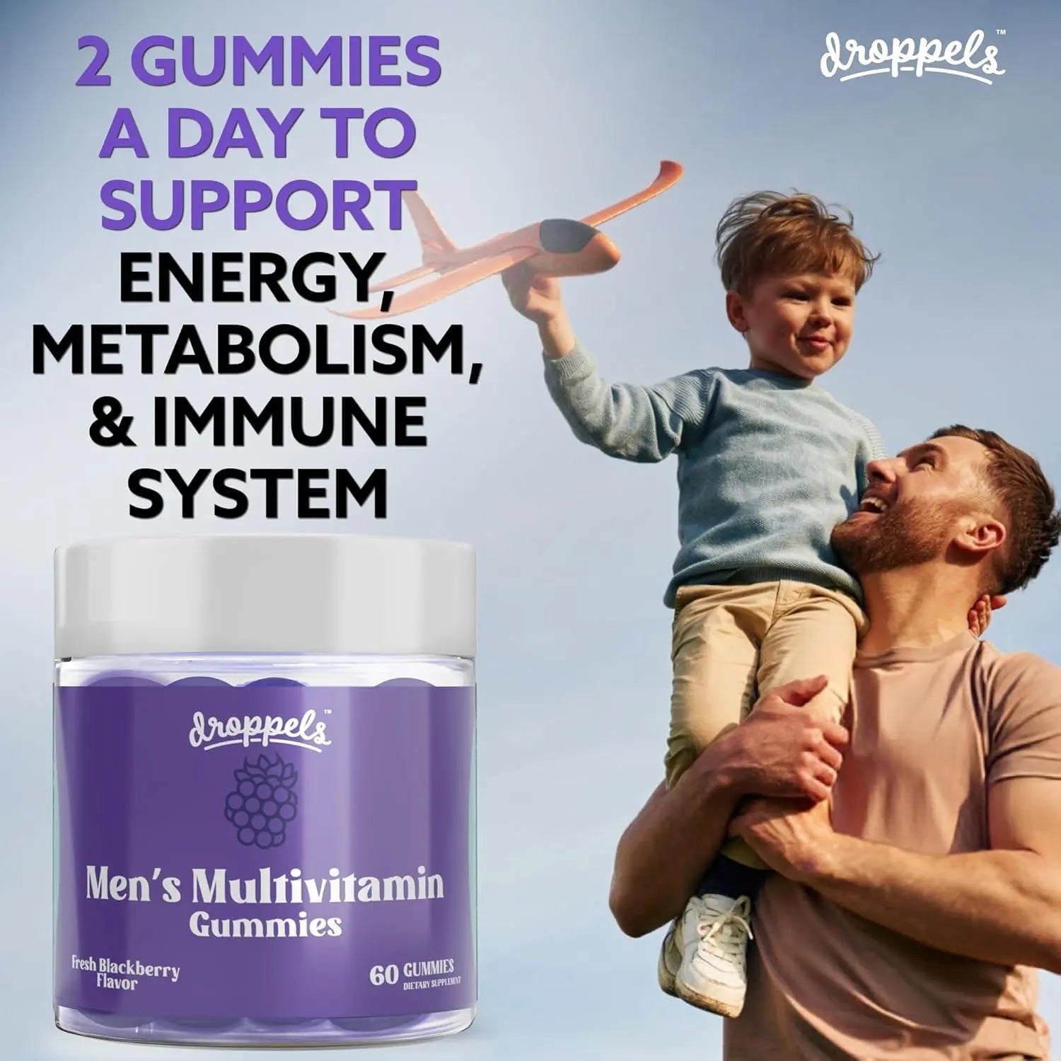 Droppels His & Hers Bundle: Men's & Women's Multivitamin Gummies | Vegan, Non-GMO, Pectin-Based | BlackBerry & Peach Tea Flavors Droppels uk supplements