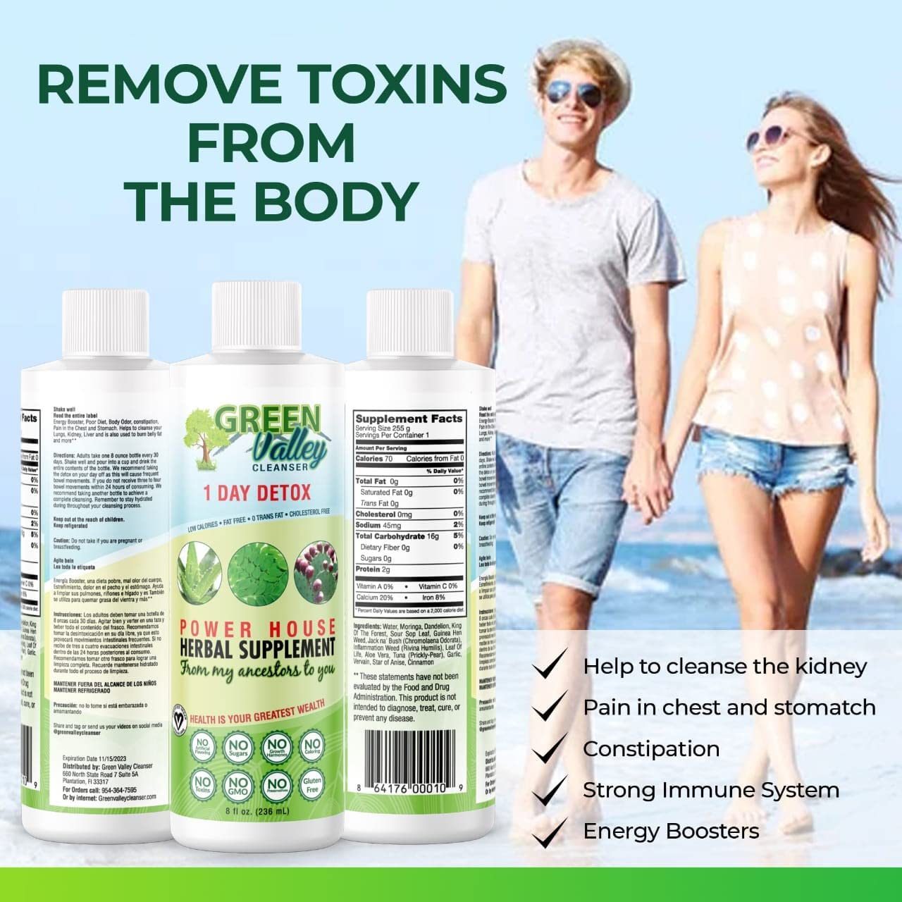 1 Day Colon Liquid Cleanse Formula and Liver Detox - Vegan Friendly, Helps Healthy Digestion Green Valley Cleanser uk supplements