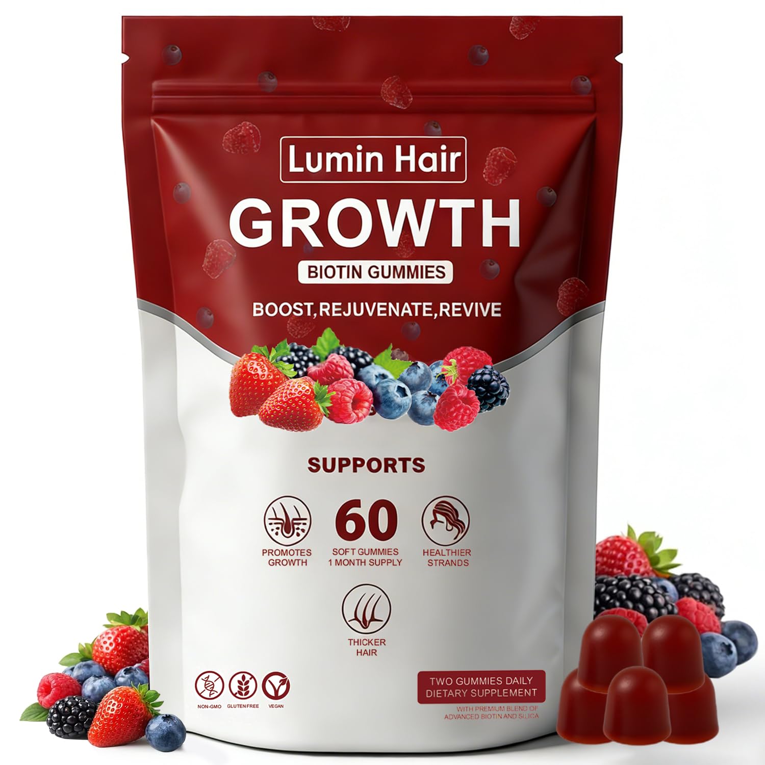 Lumin Hair Growth Gummies for Black Women, 60 Vegan Gummies, Daily Hair Nourishment with Biotin, Collagen & Botanical Extracts, Supports Healthy Hair Growth & Strength Lumin Hair uk supplements