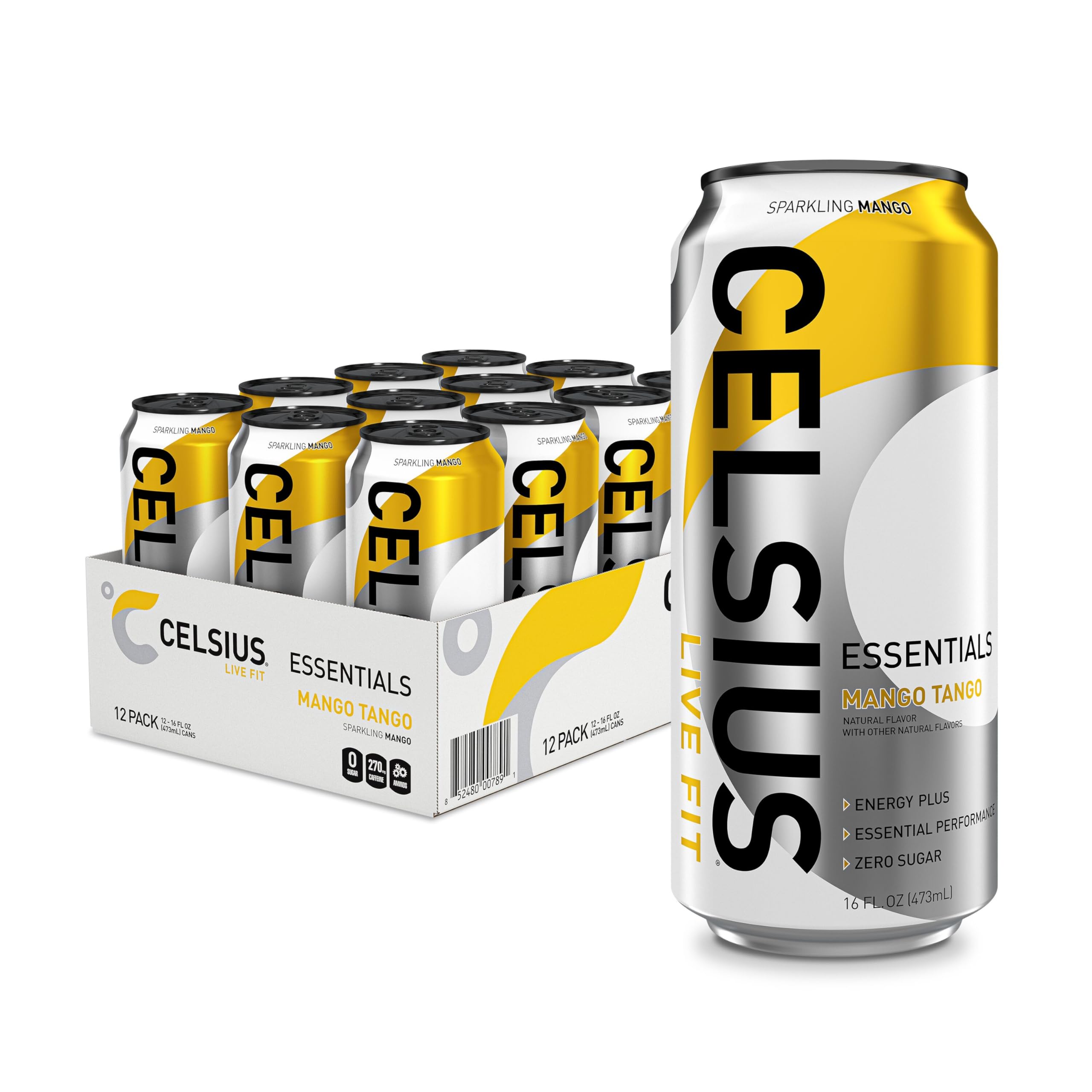 CELSIUS ESSENTIALS, Sparkling Mango Tango, Performance Energy Drink 16 Fl Oz CELSIUS uk supplements