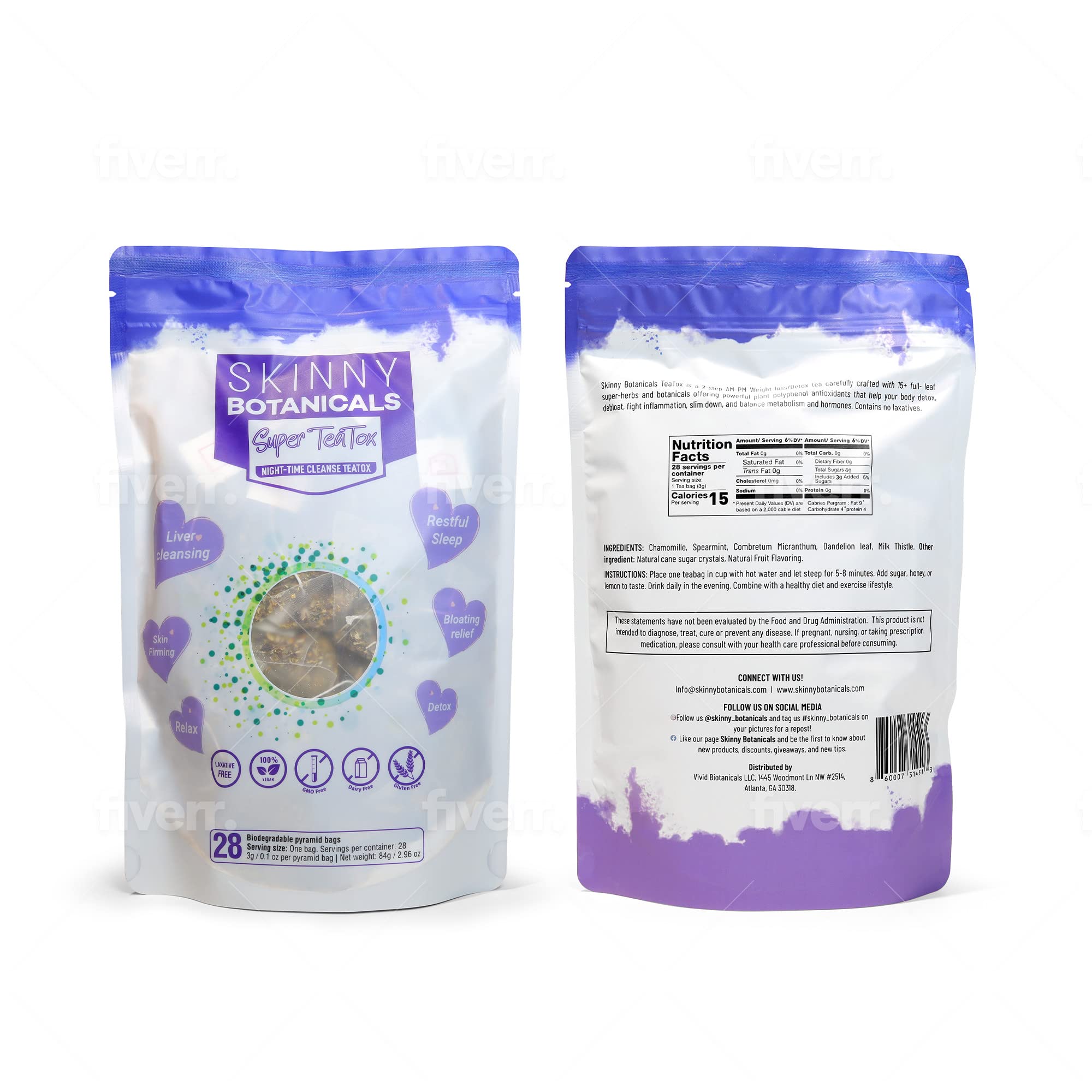 Skinny Botanicals Evening Detox Tea for Body Cleanse All Natural - Laxative-Free Skinny Botanicals uk supplements