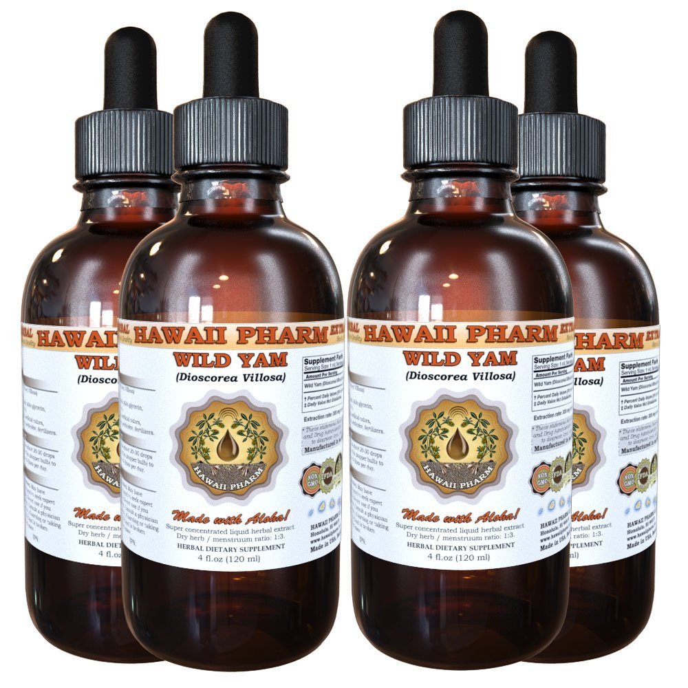 Wild Yam Liquid Extract, Wild Yam (Dioscorea Villosa) Tincture 4x4 oz HawaiiPharm uk supplements