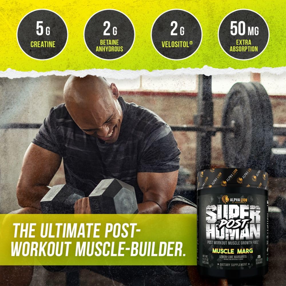 ALPHA LION Superhuman Pre Workout Powder & Post Workout Recovery Bundle, Sustained Energy & Focus + Lean Muscle Growth, Strength & Volume (Hulk Juice & Muscle Marg ALPHA LION uk supplements