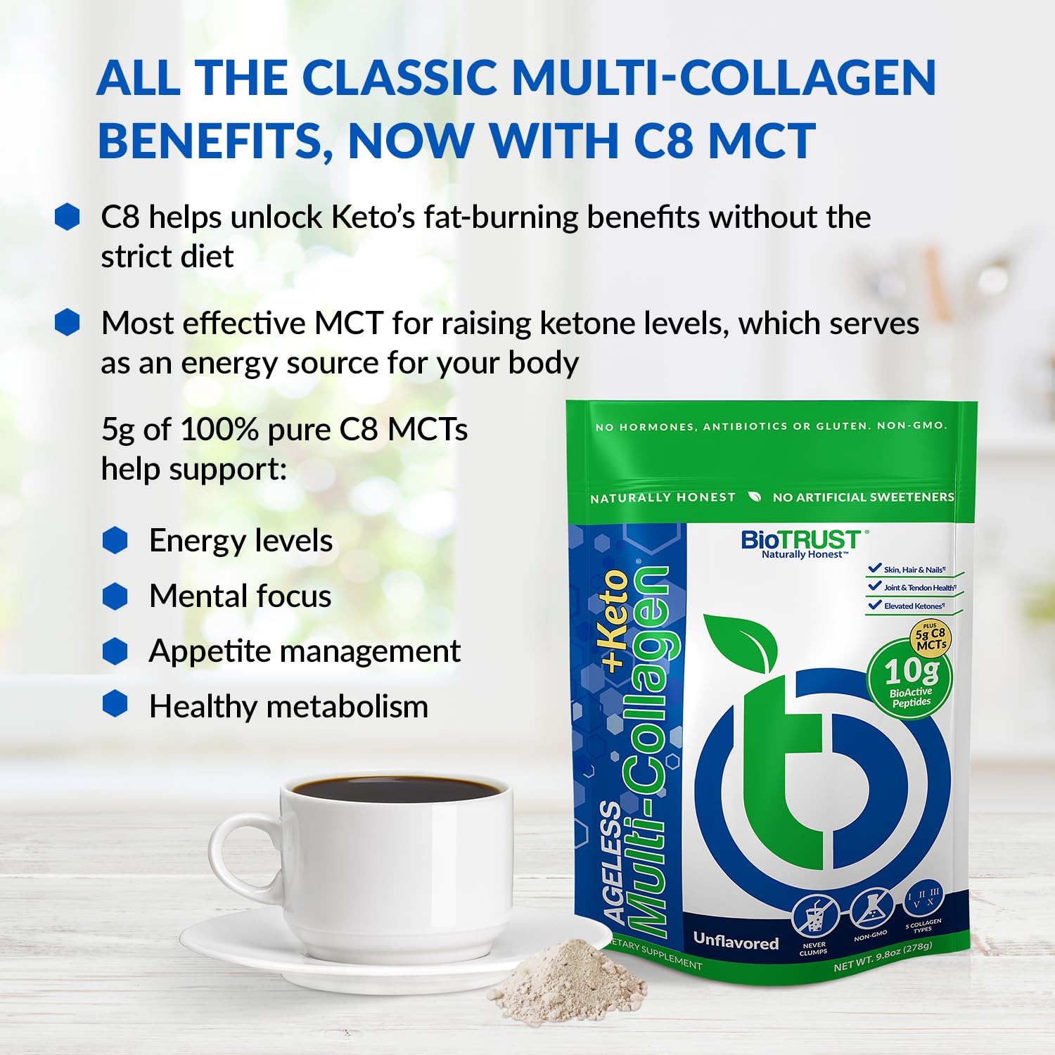 BioTrust Multi-Collagen Protein Powder + Keto MCT Oil – 5 Collagen Types Plus 100% BioTrust uk supplements