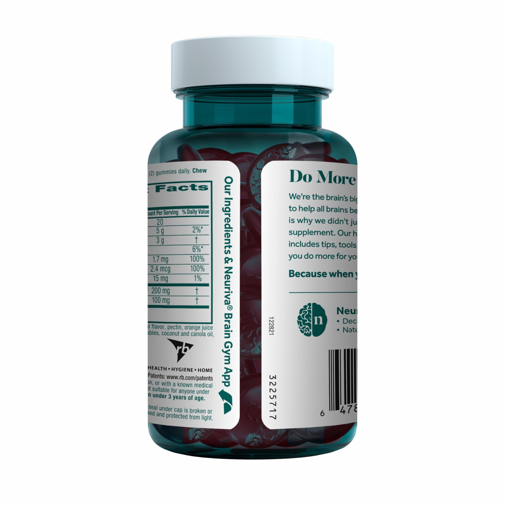 NEURIVA Plus Decaffeinated Nootropic Brain Supplement for Memory, Focus & Concentration & Cognitive Function, Clinically Tested NeuroFactor, Phosphatidylserine, Vitamins B6 B12,50ct Strawberry Gummies NEURIVA uk supplements
