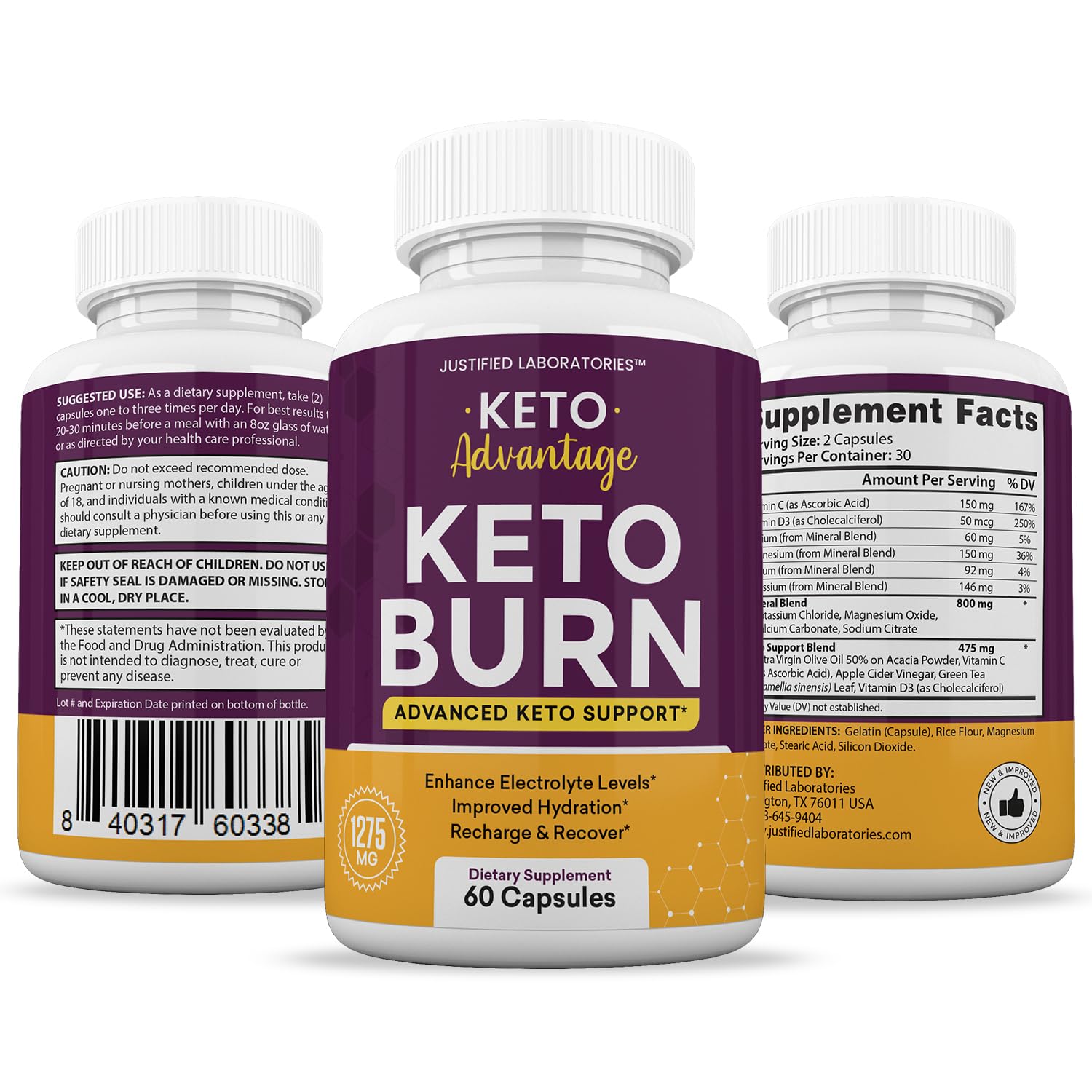 (2 Pack) Keto Advantage Keto Burn Pills 1275MG New & Improved Formula Contains Apple Justified Laboratories uk supplements