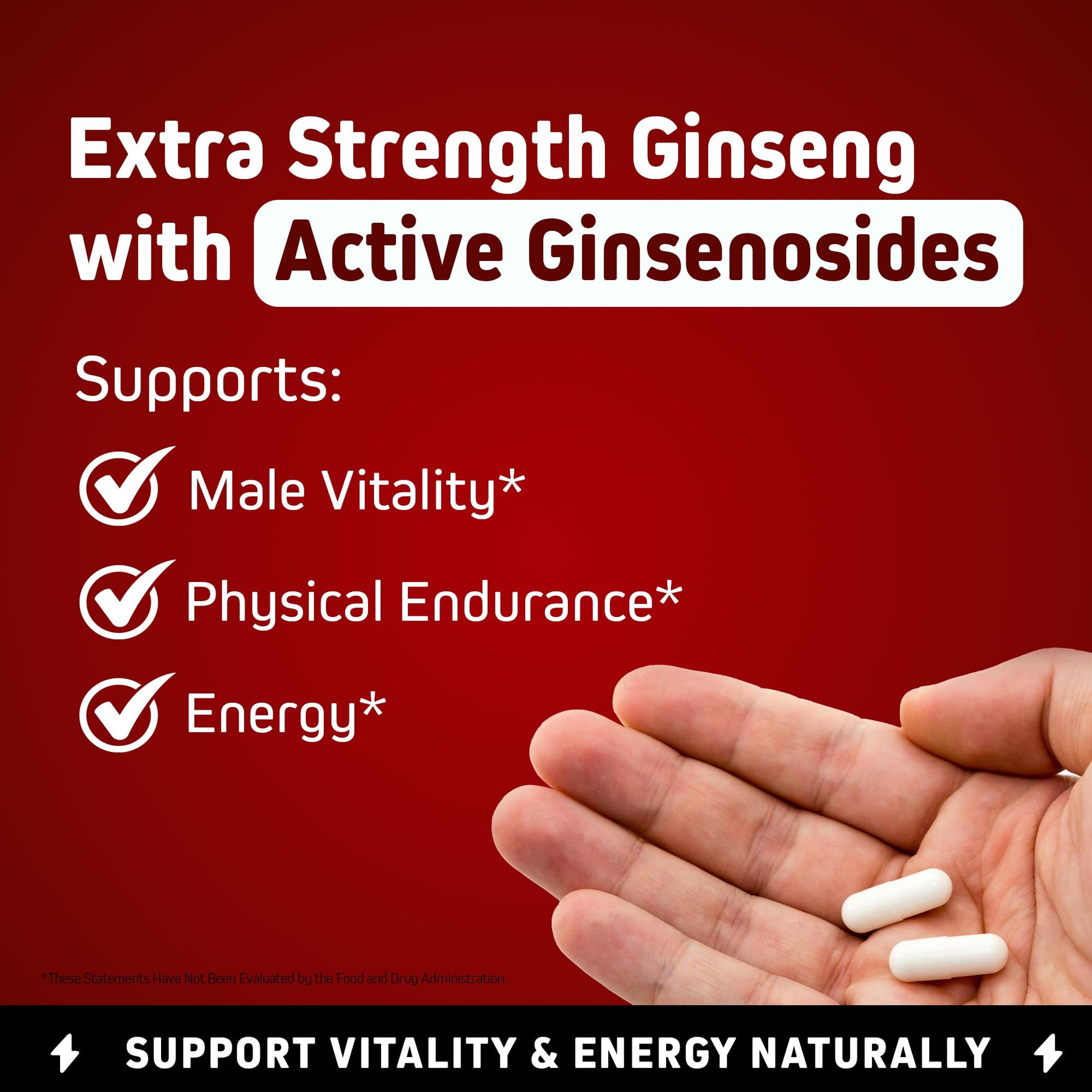 Herbtonics Korean Red Panax Ginseng 1500mg - Energy Supplement for Peak Performance, Focus & Vitality - High Potency Ginseng Root Extract - 240 Vegan Capsules Herbtonics uk supplements