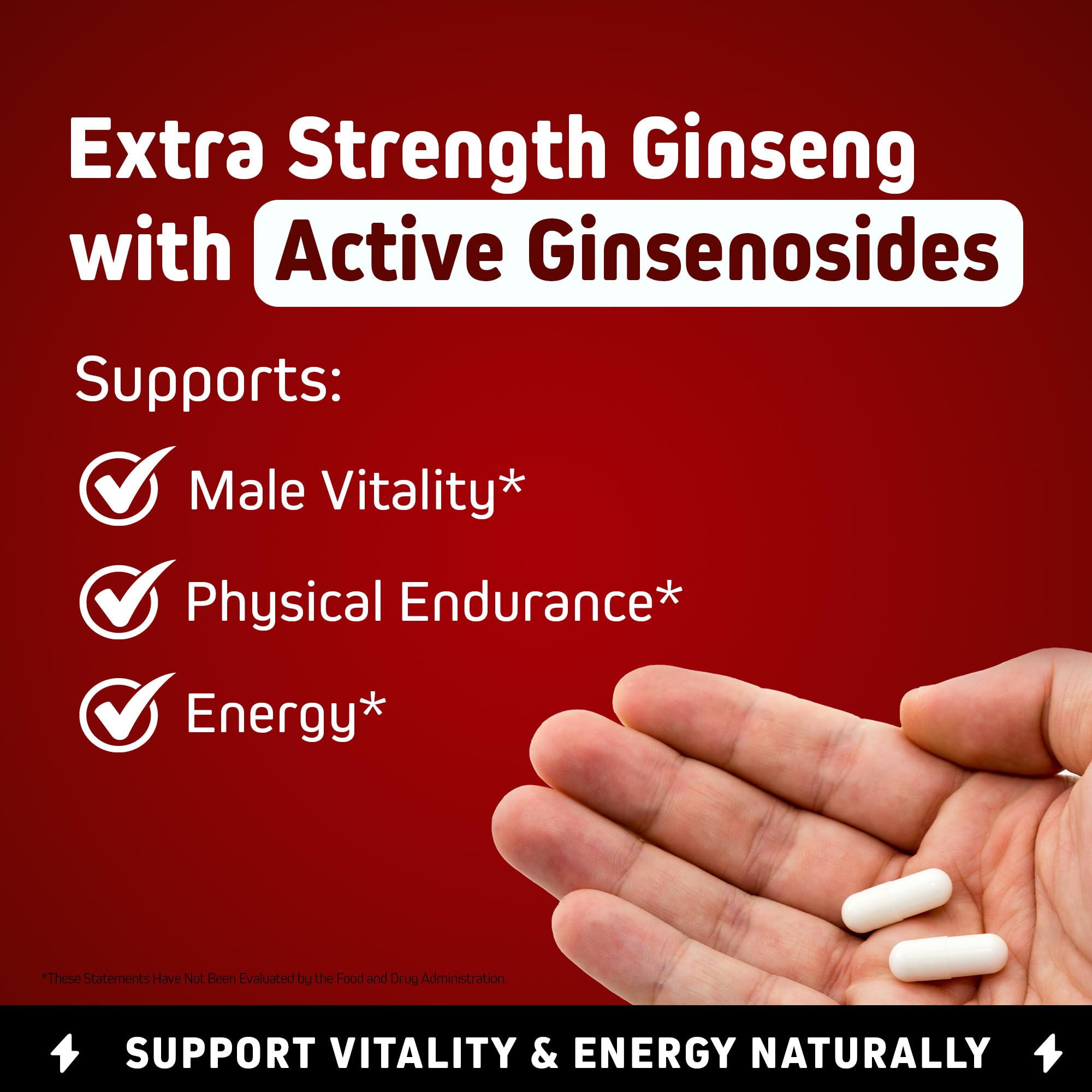 Herbtonics Korean Red Panax Ginseng 1500mg - Energy Supplement for Peak Performance, Focus & Vitality - High Potency Ginseng Root Extract - 240 Vegan Capsules Herbtonics uk supplements
