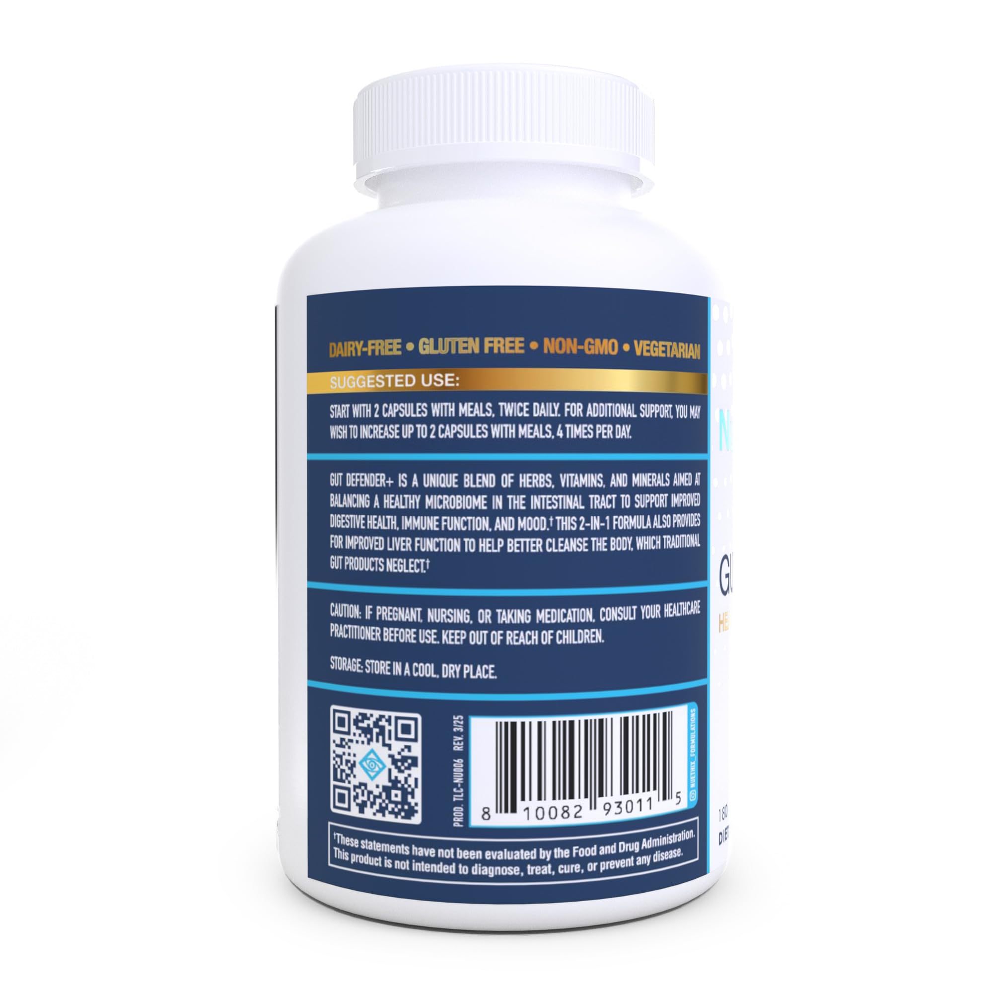 NuEthix Formulations Gut Defender+ Microbiome Balance Dietary Supplement, 180 Capsules, 90 Servings NuEthix Formulations uk supplements