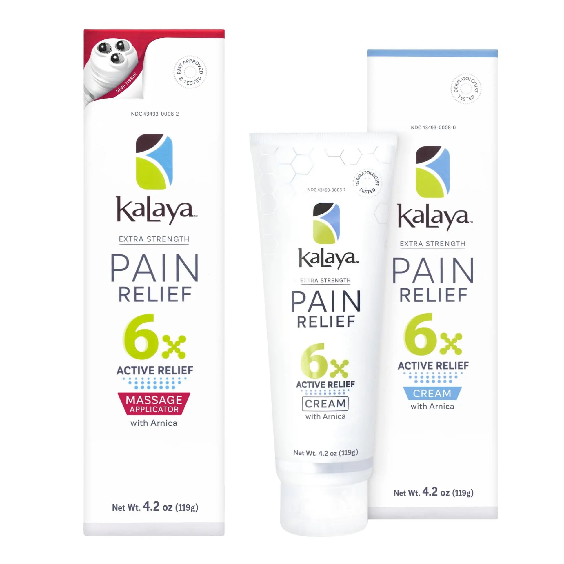 Kalaya 6X Pain Relief Arnica Cream with Massager and 6X Extra Strength Pain Relief Cream Kalaya Naturals uk supplements