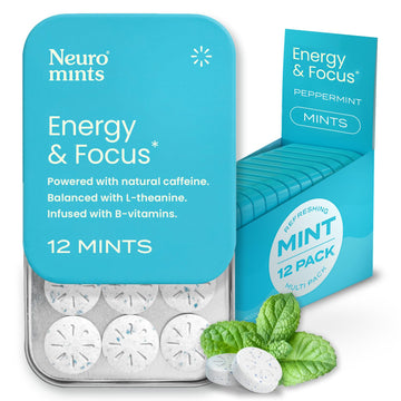 NeuroGum Energy Caffeine Mints (144 Pieces) - Sugar Free with L-theanine + Natural Caffeine + Vitamin B12 & B6 - Nootropic Energy & Focus Supplement for Women & Men - Keto & Vegan, Peppermint Flavor NeuroGum uk supplements