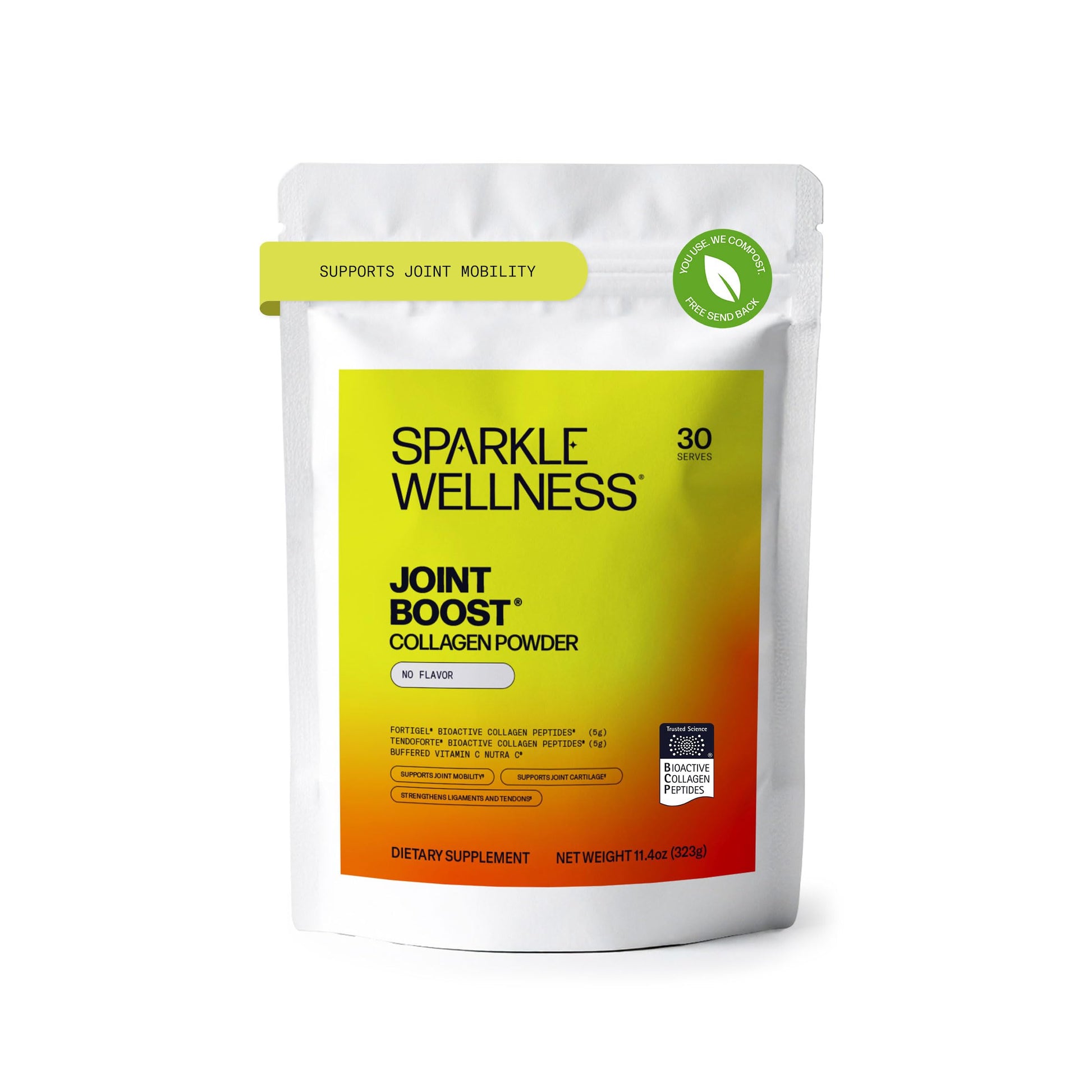 Sparkle Wellness FORTIGEL & TENDOFORTE Collagen Peptides | Collagen Powder with Calcium Ascorbate Vitamin C to Support Joint Mobility, Tendon & Ligament Health | Joint Boost (No Flavor) [30-Serves] Sparkle Wellness uk supplements
