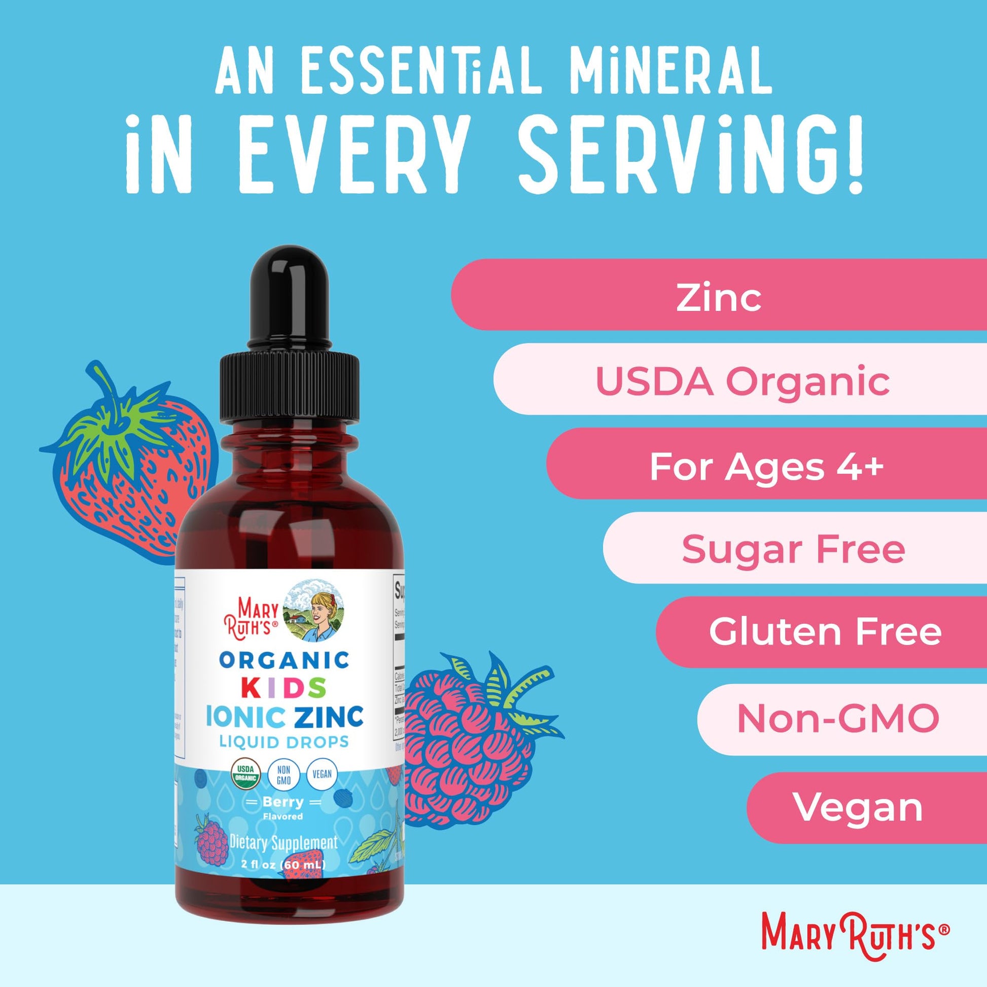 MaryRuth Organics Zinc Supplement for Immune Support, Immune Support Supplement for Kids, Ages 4-13, Zinc Sulfate, Vegan, USDA Organic, Glycerin Based, 2 Fl Oz MARYRUTH'S uk supplements