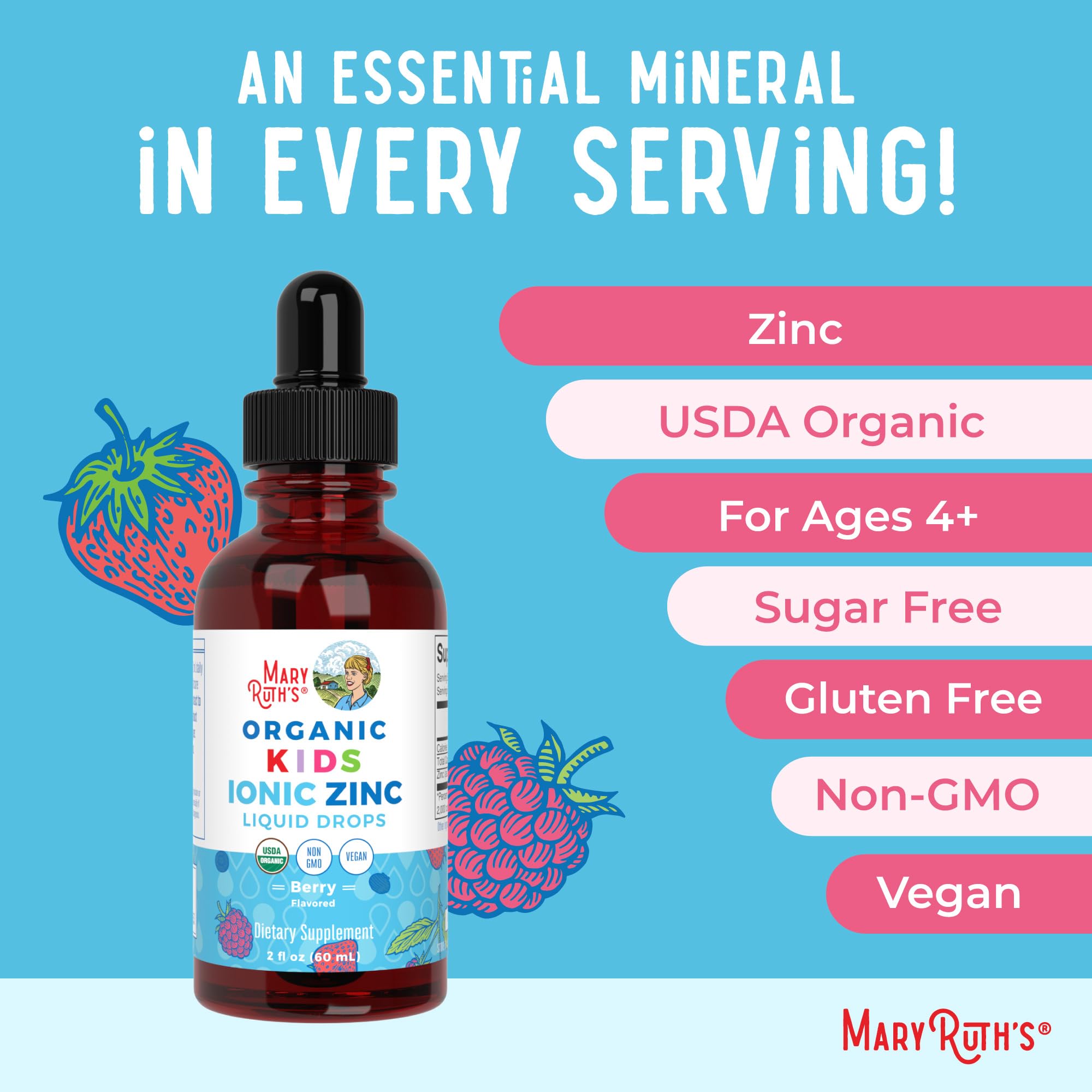 MaryRuth Organics Zinc Supplement for Immune Support, Immune Support Supplement for Kids, Ages 4-13, Zinc Sulfate, Vegan, USDA Organic, Glycerin Based, 2 Fl Oz MARYRUTH'S uk supplements