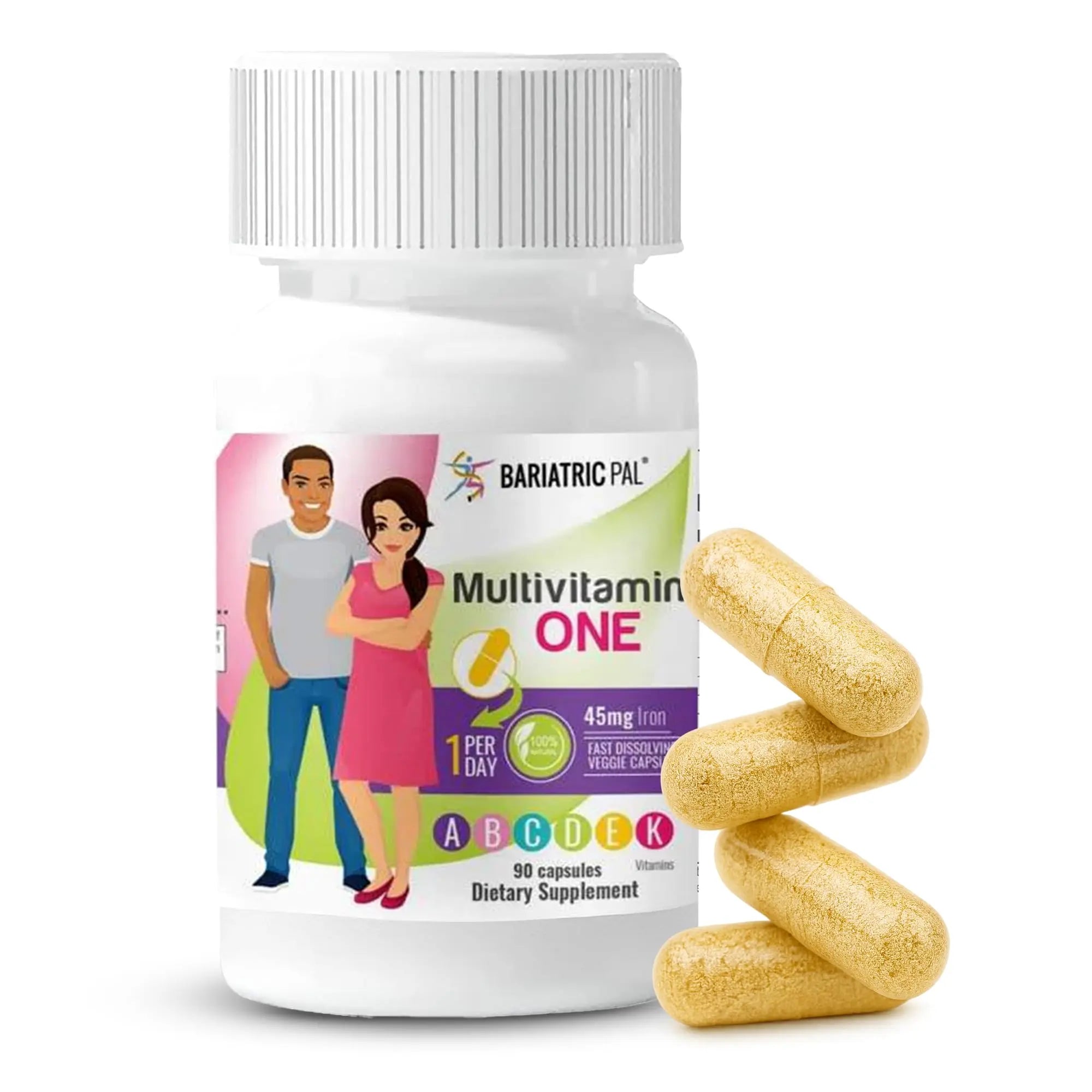 BariatricPal Multivitamin ONE 1 per Day! Bariatric Multivitamin Capsule with 45 mg of Iron | Easy to Swallow Capsule | BariatricPal uk supplements