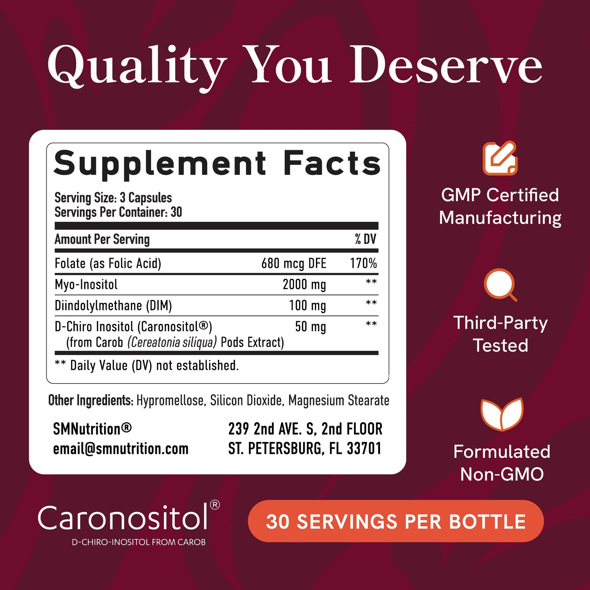 Ovarian Support for Hormone Balance for Women | Healthy Ovulation, Menstrual Cycle & Reproductive Health Support | DIM Supplement with Myo-Inositol & D-Chiro Inositol & Folate Complex | 30 Day Supply SMNutrition uk supplements