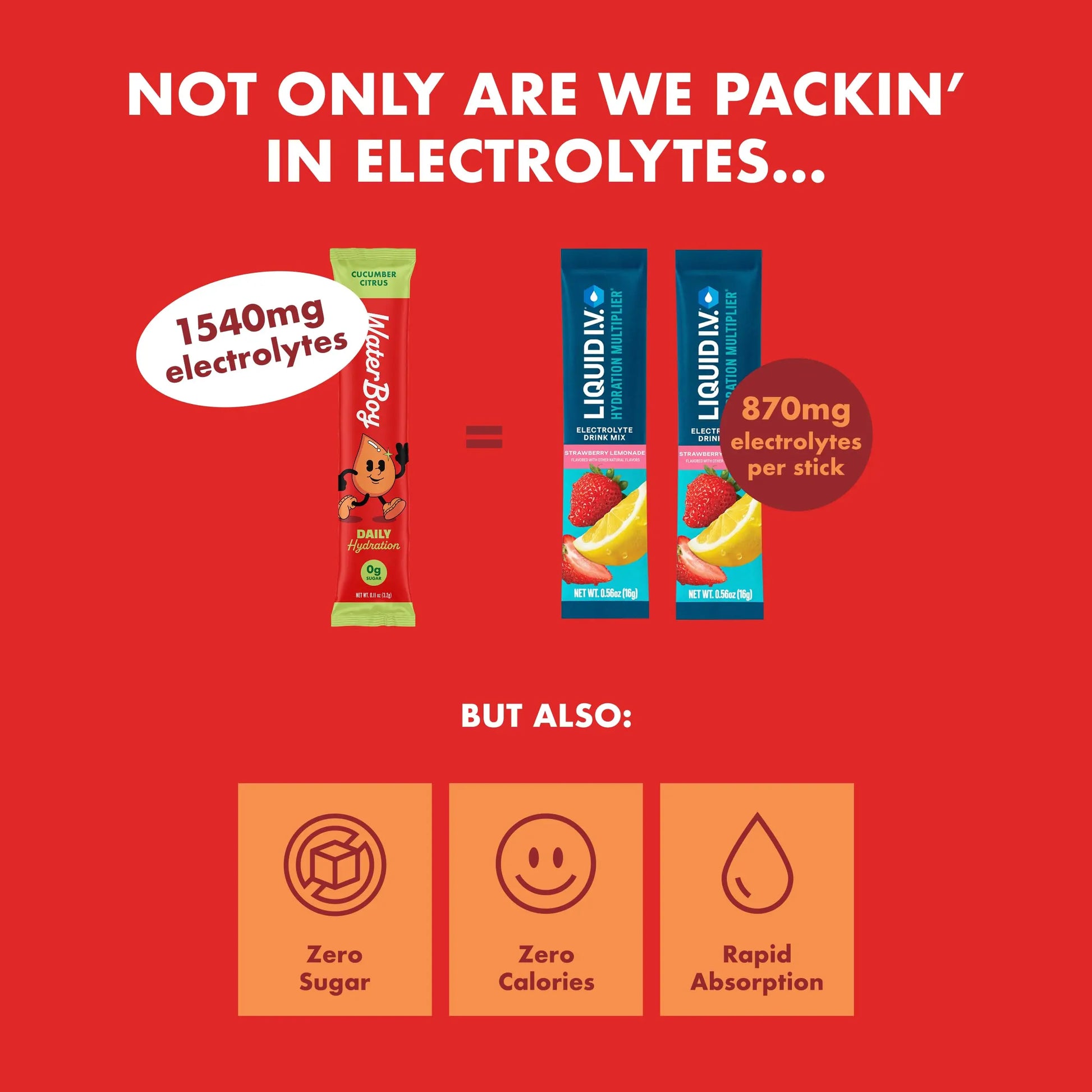 Waterboy Daily Hydration | 1,570mg Electrolyte Powder Packets | No Sugar, All Natural, Gluten Free, Zero Calories | 15 Drink Stick Mixes (Watermelon) Waterboy uk supplements
