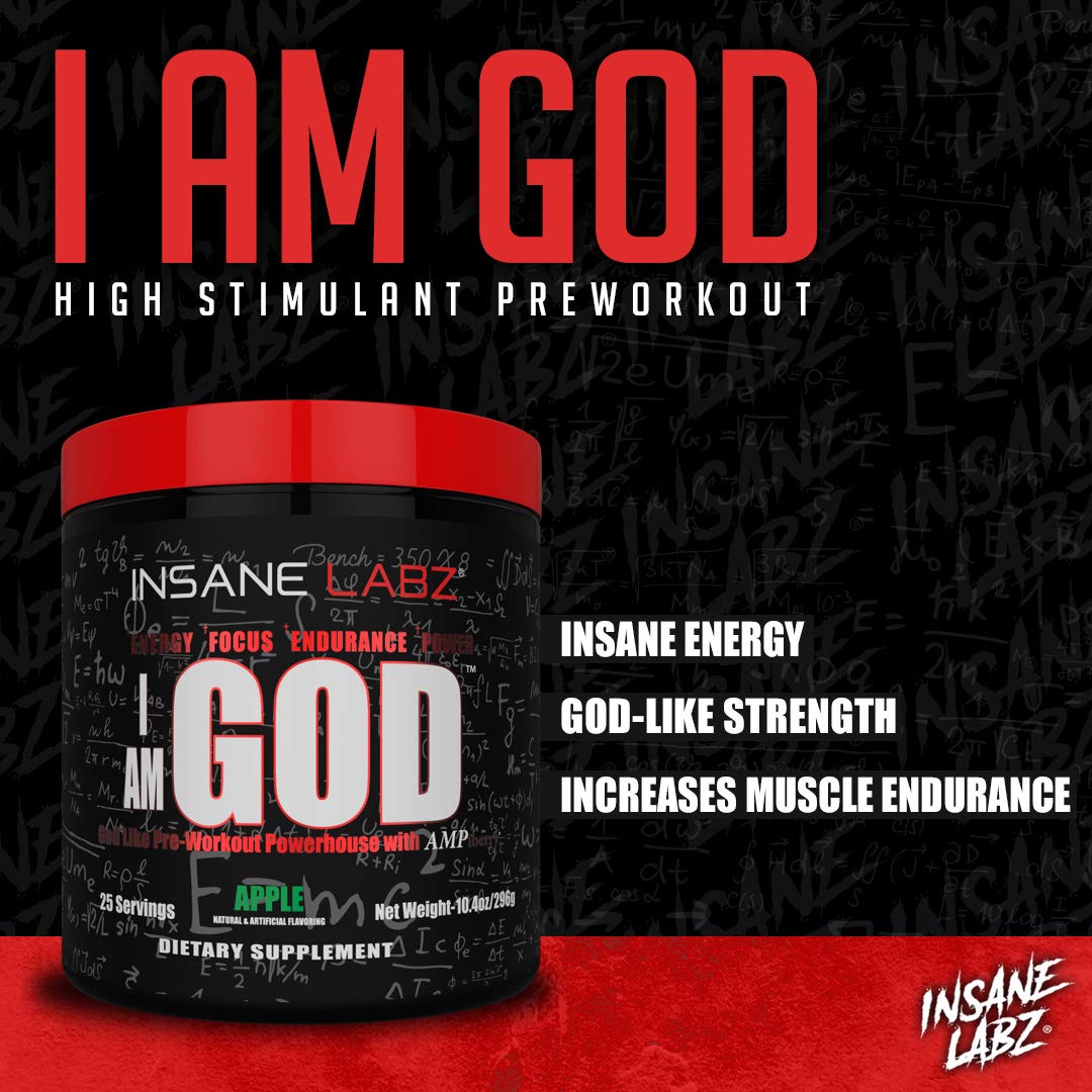 Insane Labz I am God Pre Workout, High Stim Pre Workout Powder Loaded with Creatine Insane Labz uk supplements