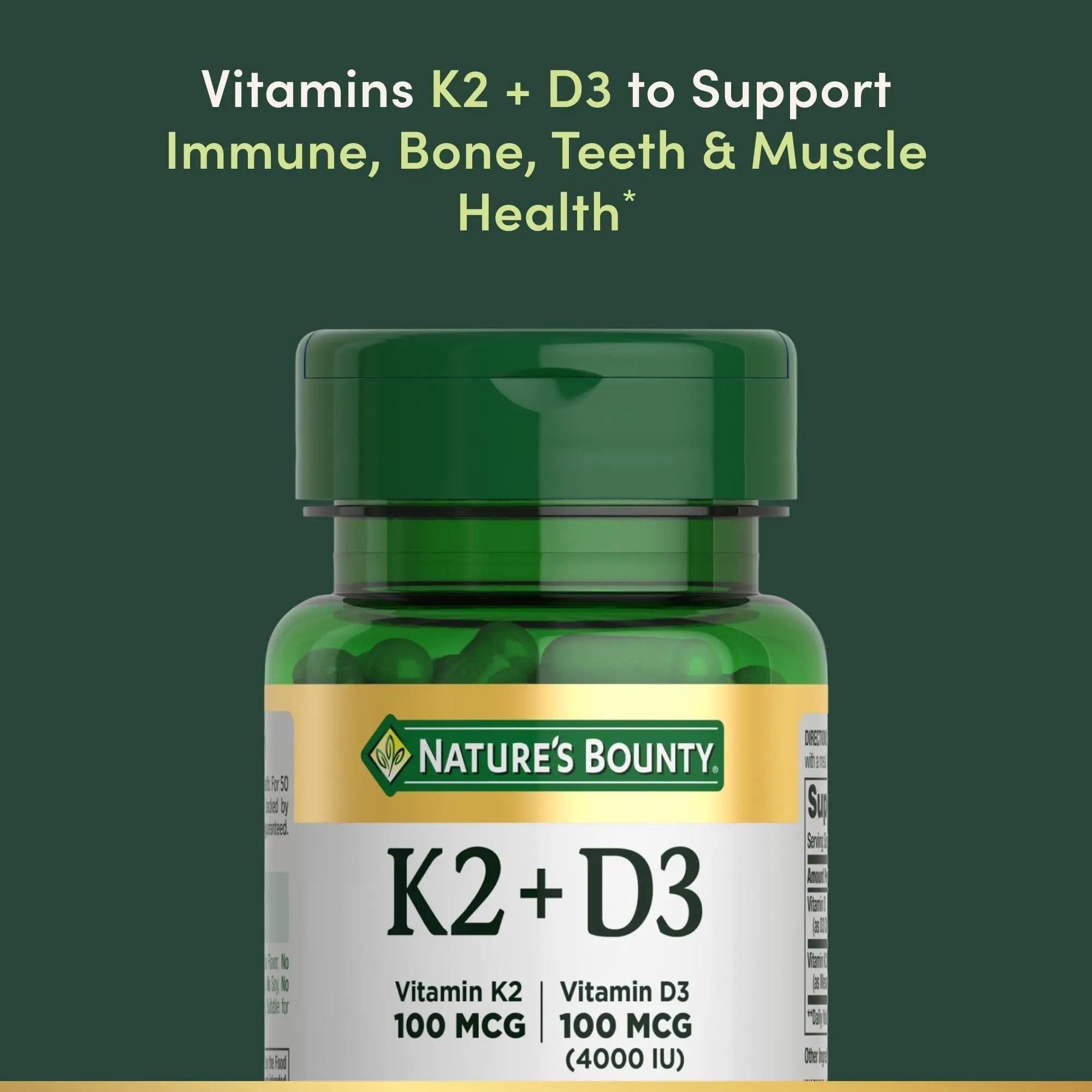 Nature’s Bounty Vitamin D3 K2 Supplement, 4000 IU Vitamin D3 plus 100 mcg of Vitamin K Supplements Nature's Bounty uk supplements