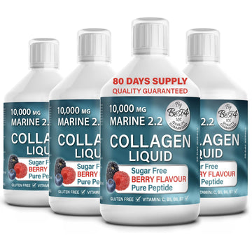 4 Pack Marine Collagen 2.2 Liquid 10000mg Sugar Free Ready to Drink Berry Flavour Best4Group uk supplements