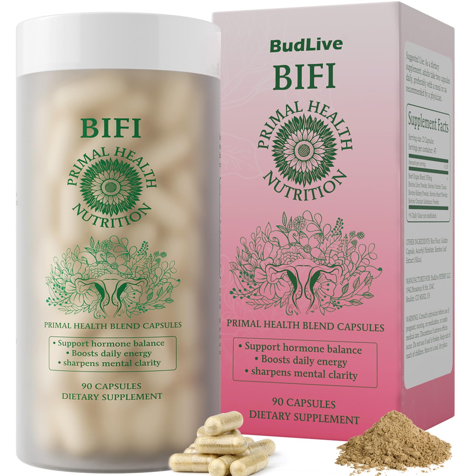 BudLive Beef Organ Supplement for Women – 100% Grass-Fed & Pasture Raised [Ovary, Liver, Spleen, Kidney & Heart] Primal Nutrition for Hormone Support, Energy & Wellness, 90 Capsules BudLive uk supplements