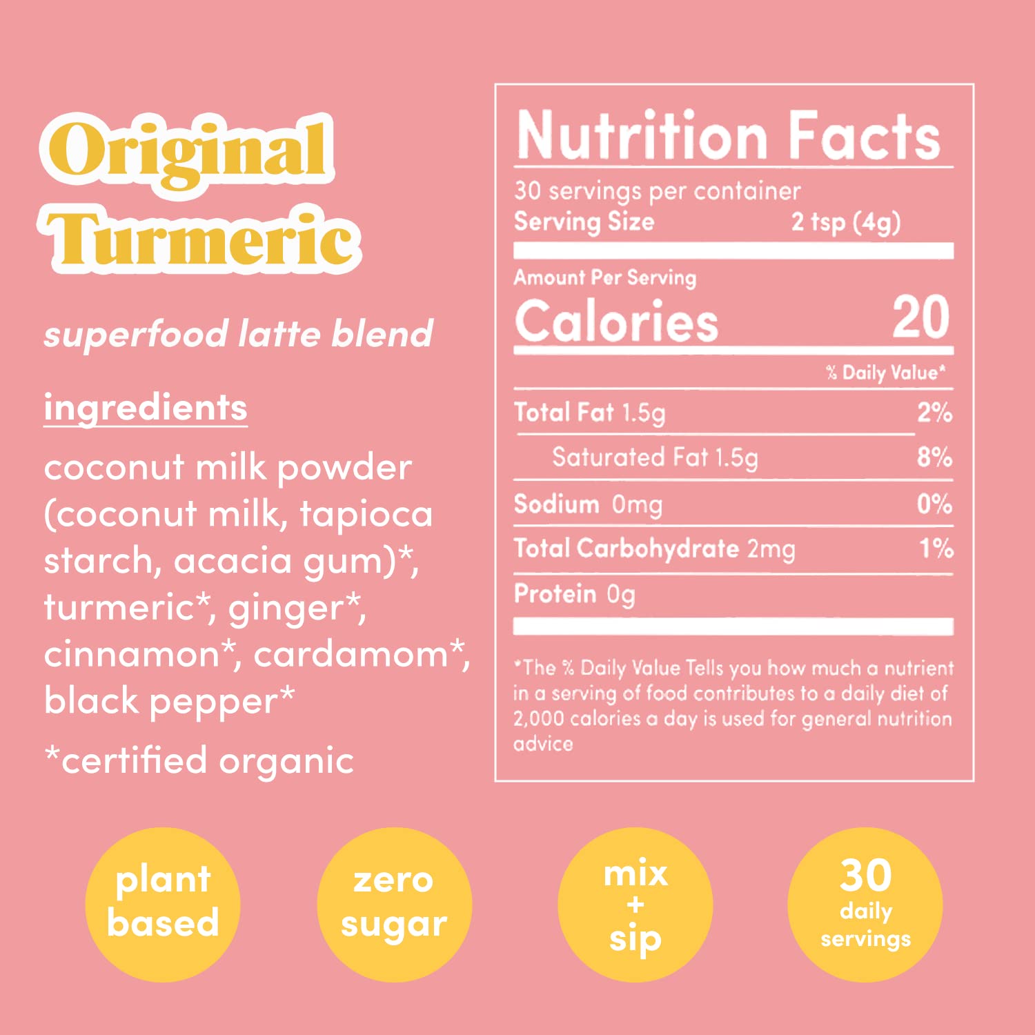 GOLDE - Superfood Latte Blend - Original Turmeric - Plant-Based w/Coconut, & Ginger - Vegan, Keto, Sugar-Free - 30 Servings GOLDE uk supplements