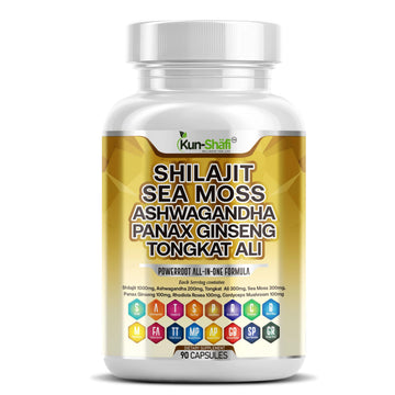 Kun Shafi Shilajit Complex – Sea Moss, Tongkat Ali, Ashwagandha, Ginseng, Zinc, CoQ10, PQQ & Magnesium – Fulvic Acid Capsules for Energy, Vitality & Performance with Panax Cordyceps – 90 Capsules Kun Shafi uk supplements