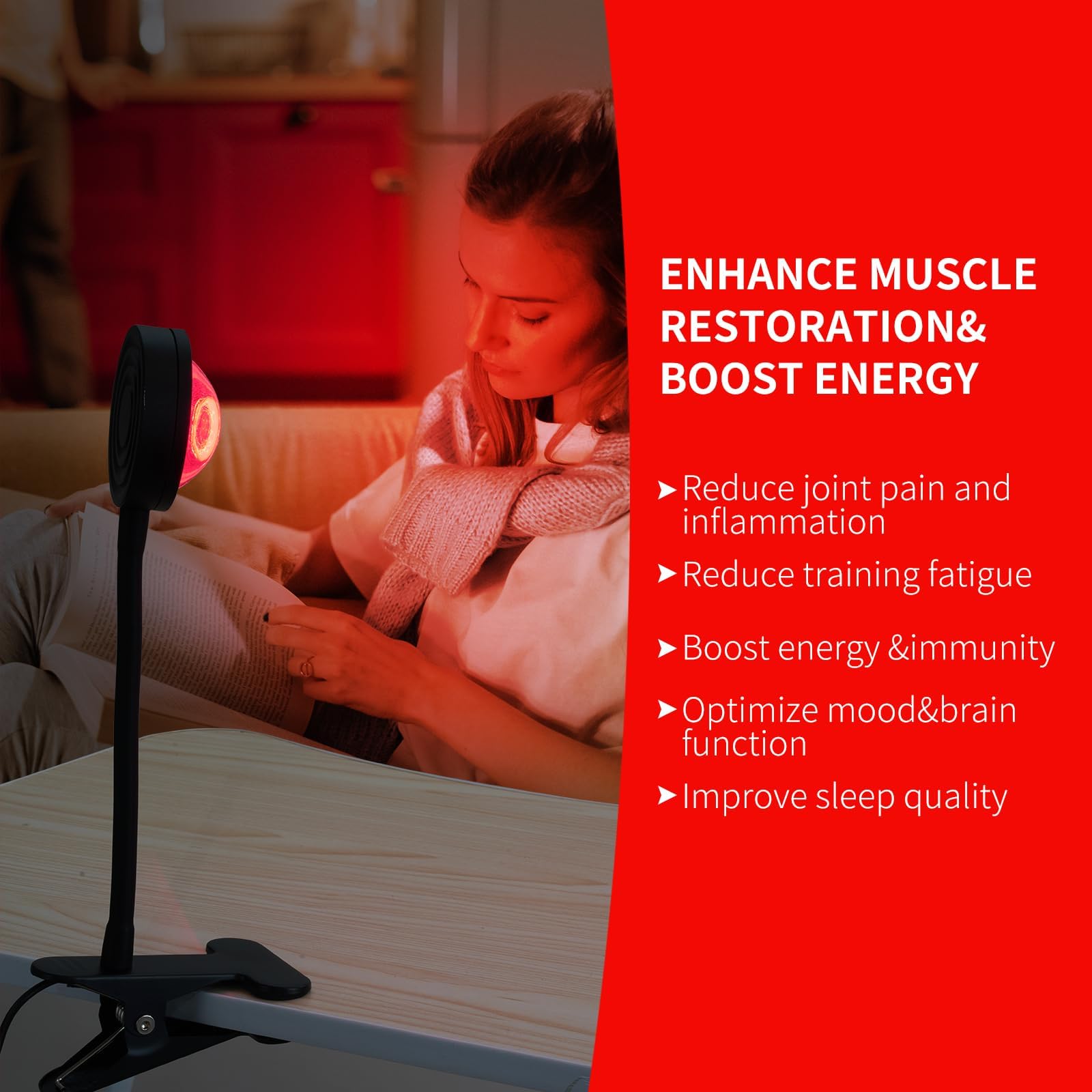 WTINTELL Red Light Therapy for Face, 660nm LED Red Light Therapy Light with Clip, Suitable WTINTELL uk supplements