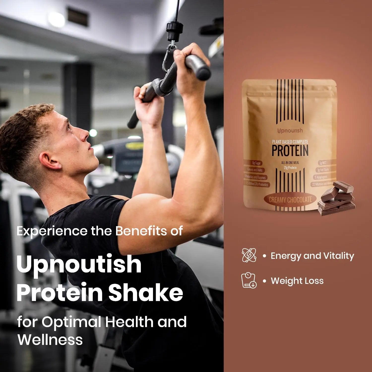 UpNourish Chocolate Vegan Protein Powder 54 Superfoods Powder,1.5 Billion CFU Probiotics 21g Plant Based Protein,No Sugar No Dairy No GMO Dairy Free,Meal Replacement Shake Keto-Friendly Low-Carb Diet,15 Servings UpNourish uk supplements