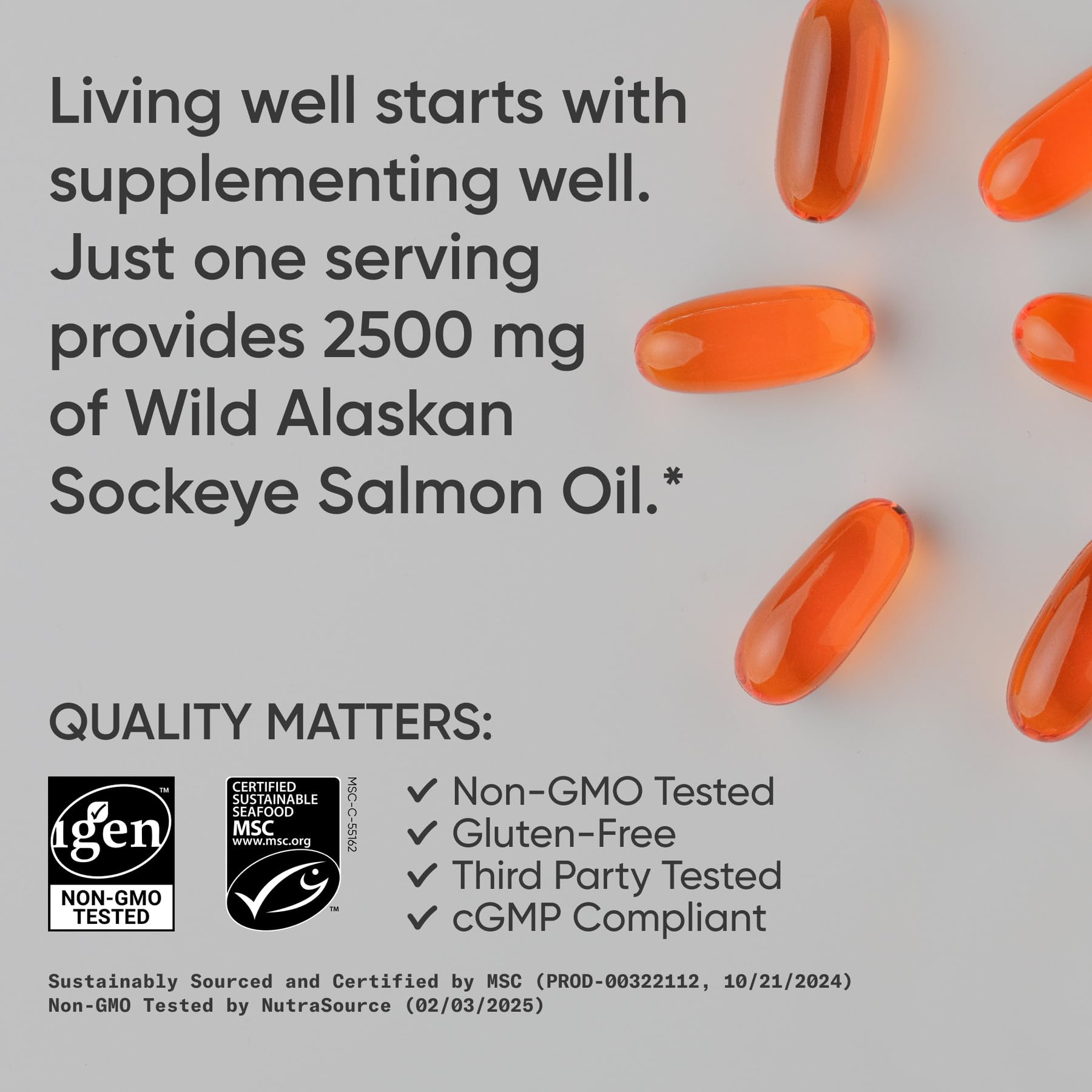 Sports Research® Salmon Oil - Single-Source Wild Alaskan Sockeye | 2500 mg per Serving w/EPA & DHA Fatty Acids | MSC Certified - 180 Count Softgels Sports Research uk supplements