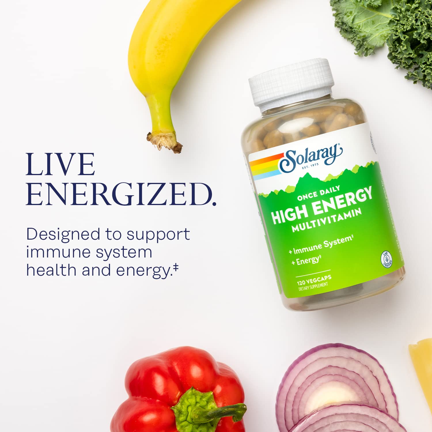 SOLARAY Once Daily High Energy Multivitamin for Women and Men - Energy Supplements - Immune Support w/Vitamin C, A, D and E, Vitamin B Complex SOLARAY uk supplements