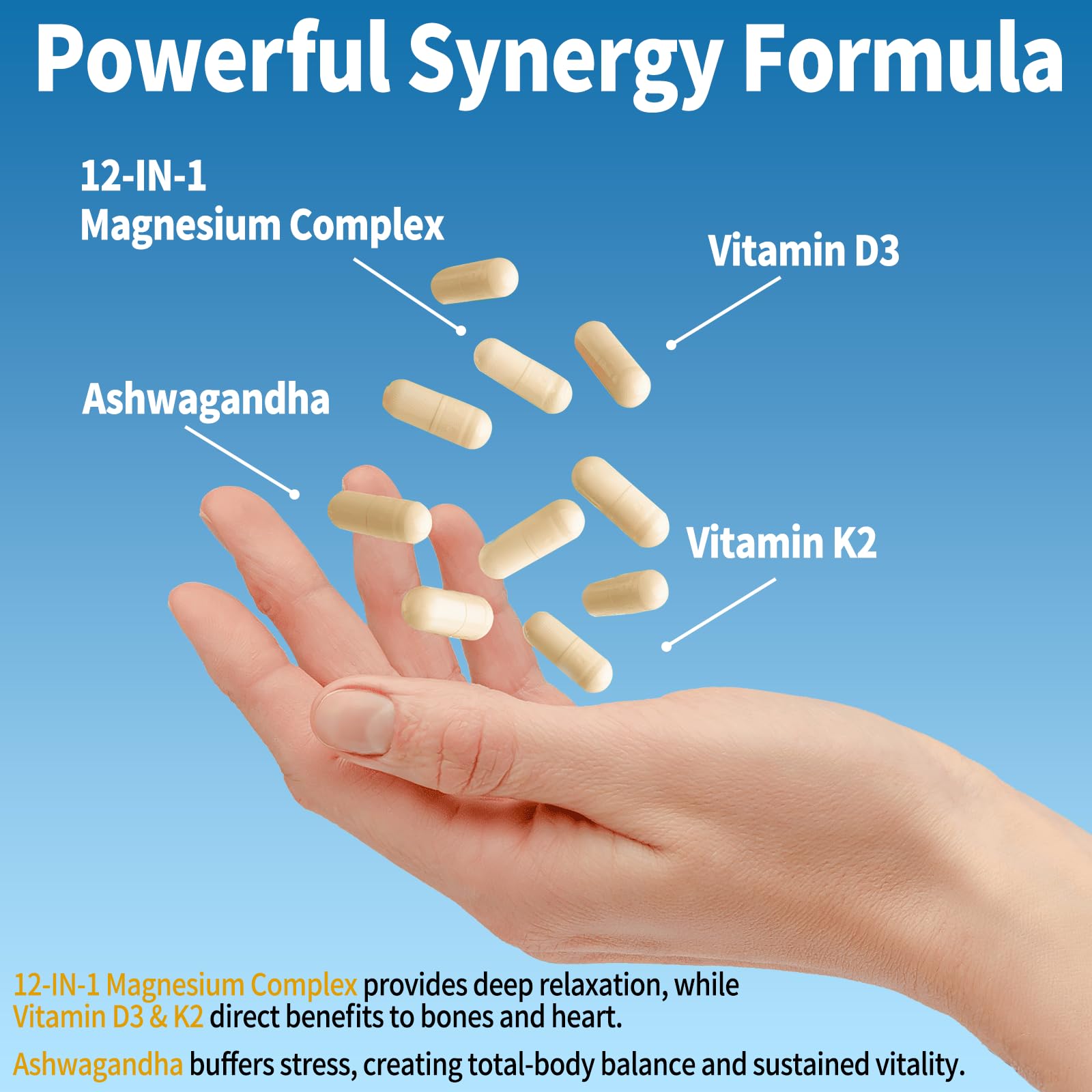 Magnesium Complex 12 in 1 Supplement for Women & Men 700mg, Magnesium Glycinate with Vitamin D3 K2, Citrate Malate Oxide Taurate Aspartate Orotate, for Relaxation, Heart, Energy, Muscle, 120 Capsules Qmiozzy uk supplements