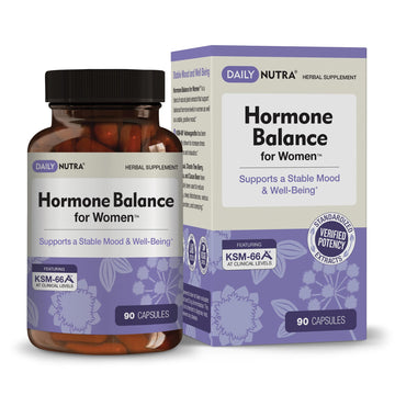 Hormone Balance for Women - Natural Mood Supplement - PMS Relief and Menopause Support | Featuring Clinically Studied KSM-66 Ashwagandha (90 Capsules) DailyNutra uk supplements