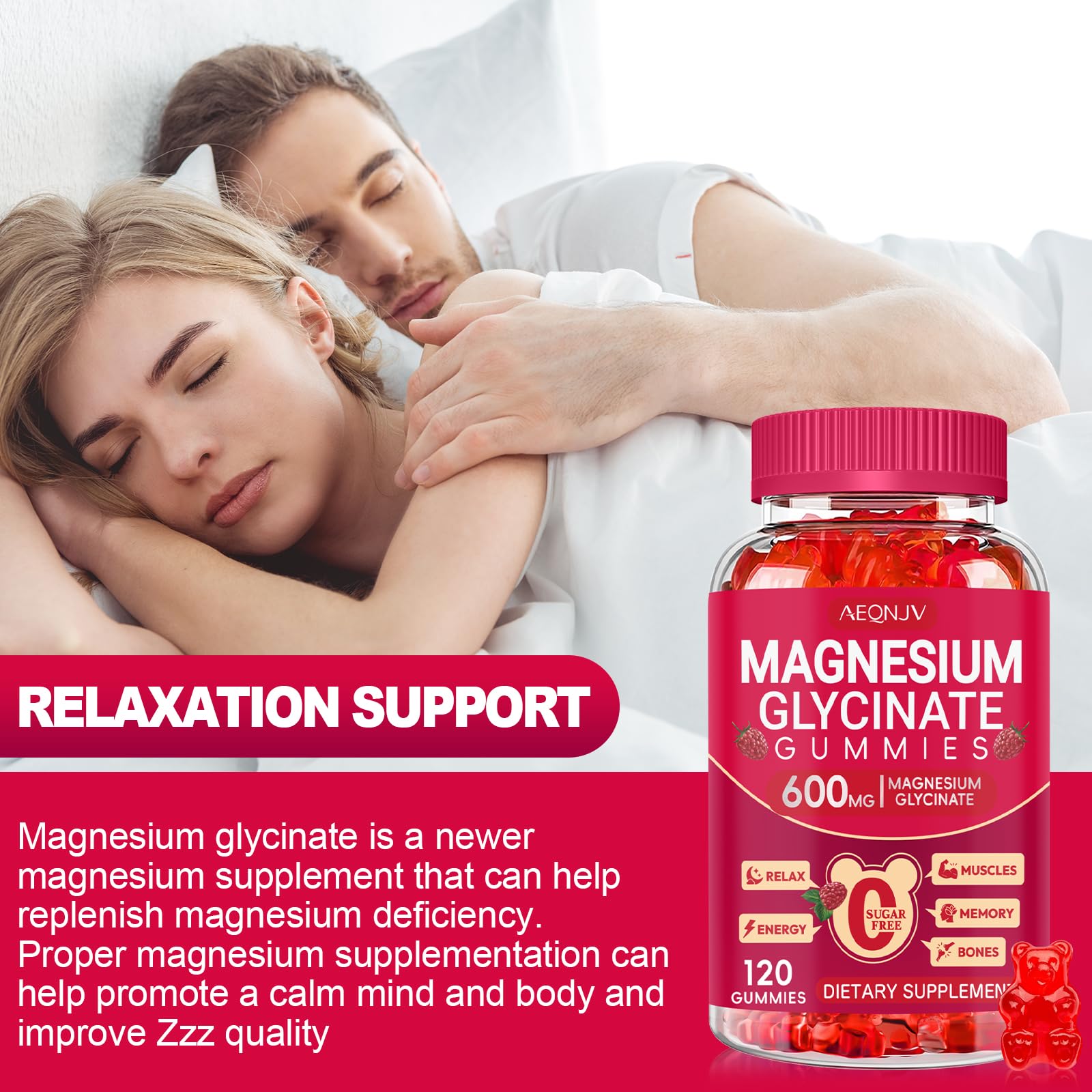 Magnesium Glycinate Gummies 600mg, Sugar Free Magnesium Gummies for Adults, Chewable Potassium Supplements for Body Support, Zzz and Relaxation, 120 Count AEQNJV uk supplements