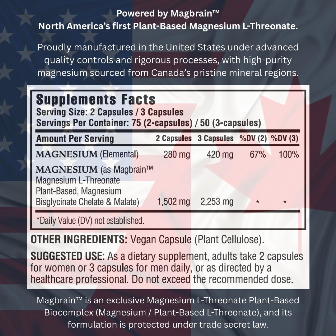 Kappa Nutrition Powered by Magbrain™ Magnesium L-Threonate Plant-Based, 150 Vegan Capsules, 420mg Elemental Magnesium (3 Capsules) from 2,253mg, Brain, Sleep & Muscle Support. KAPPA NUTRITION uk supplements