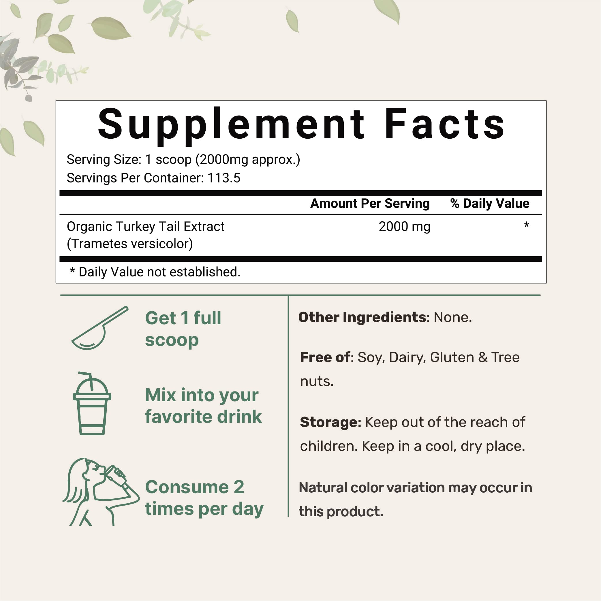 Organic Turkey Tail Mushroom Powder (50:1 Extract), 8 Ounce | Sustainably US Grown Micro Ingredients uk supplements