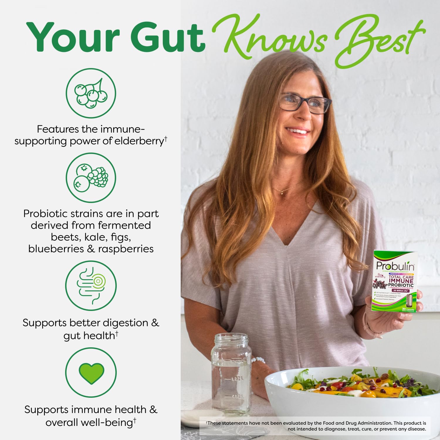 Probulin Total Care Immune = Prebiotics + Probiotics + Postbiotics + Elderberry to Support Immune & Gut Health - 20 Billion CFU - 10 Probiotic Strains, 30 Vegan Capsules Probulin uk supplements