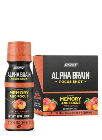ONNIT Alpha Brain Focus Shot, Peach Flavor, Nootropic Dietary Supplement Drink That Supports Energy, Focus, and Mood, IGEN™ Non-GMO Tested, 2.5 fl oz, 6 Count ONNIT uk supplements