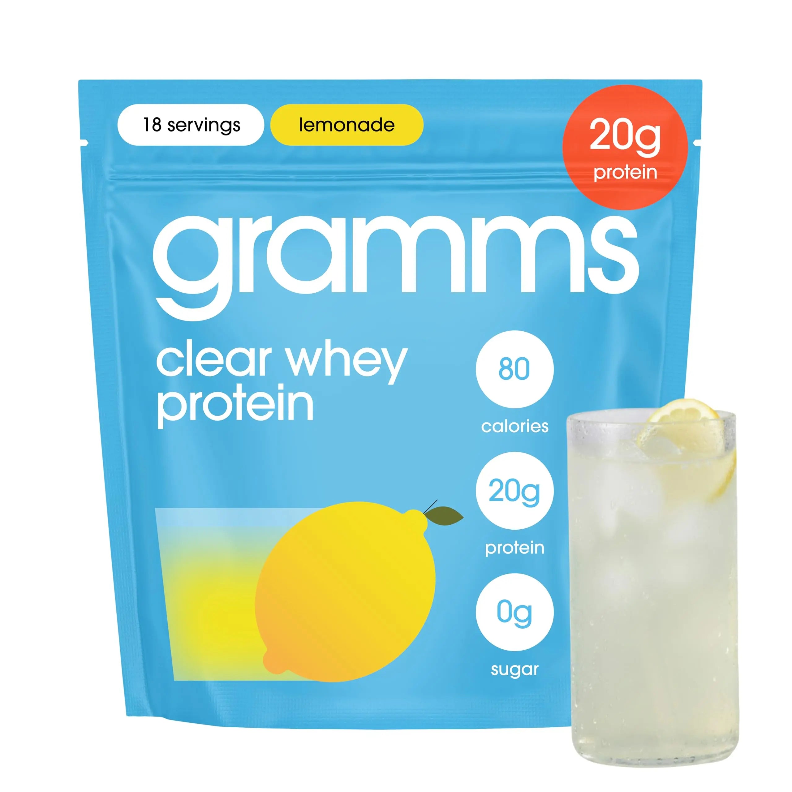 GRAMMS Clear Protein Powder 20G Protein for Women & Men | Lactose Free, Grass-Fed Whey Isolate, Gluten Free, Zero Sugar, Gut Friendly, Non-Bloating GRAMMS uk supplements