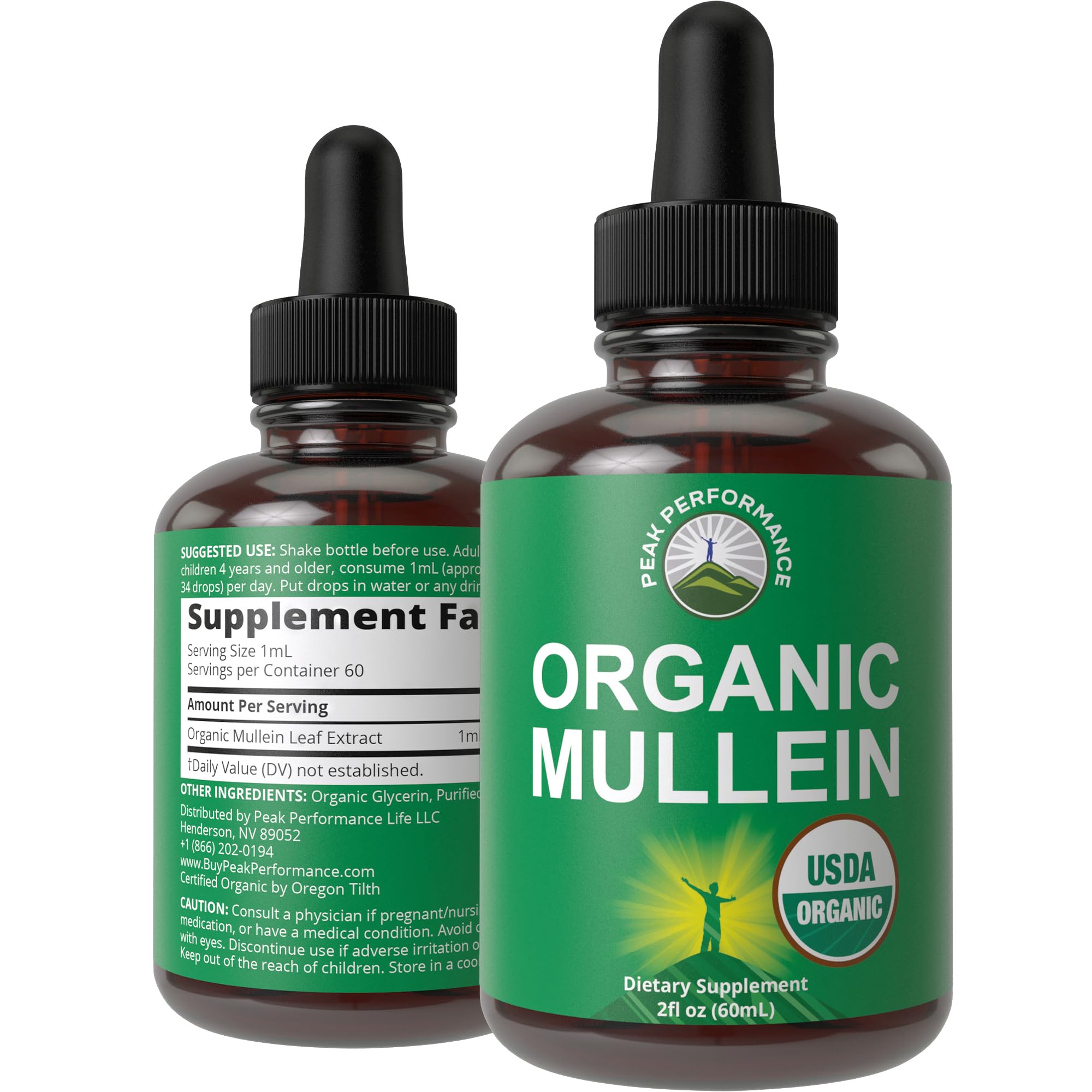 USDA Organic Mullein Leaf Drops for Lungs, Respiratory Health, Detox, Cleanse. High Bioavailability for Women, Men, Kids. Liquid Tincture Supplement. Sooth Lungs, Cough, Congestion. Vegan, Zero Sugar Peak Performance uk supplements