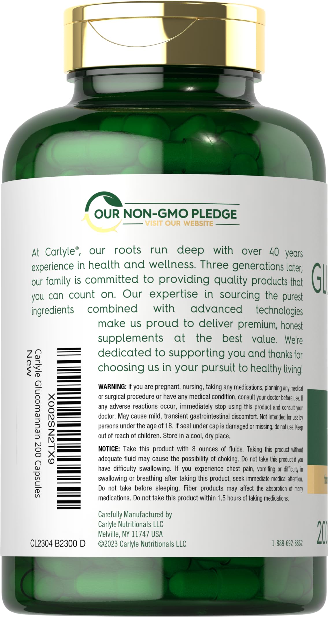 Carlyle Glucomannan Capsules | 200 Count | Soluble Fiber Pills | Non-GMO Carlyle uk supplements