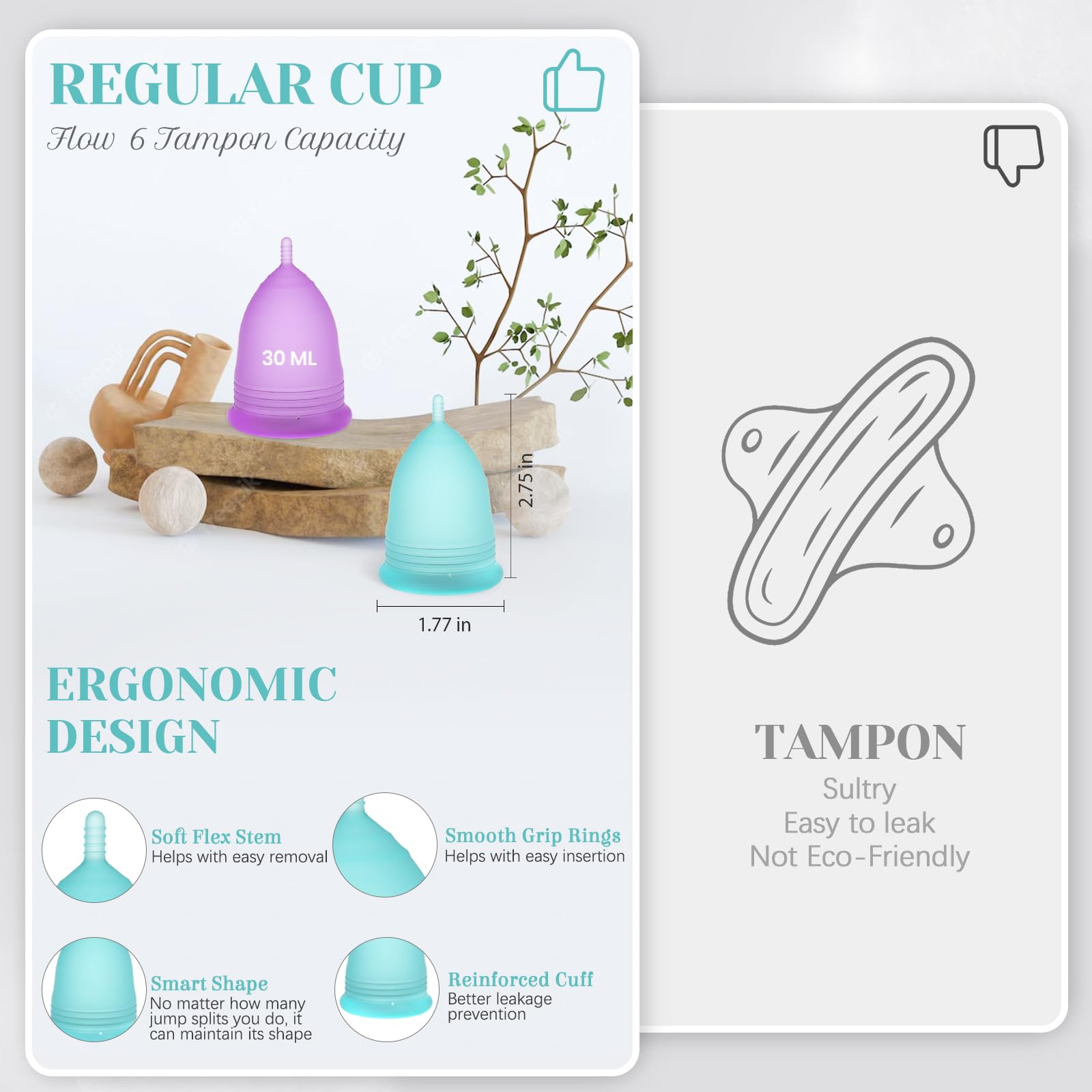 YTYOMUR Menstrual Cup Set, 2 Soft Period Cup Come with Collapsible Cleaner Cup YTYOMUR uk supplements