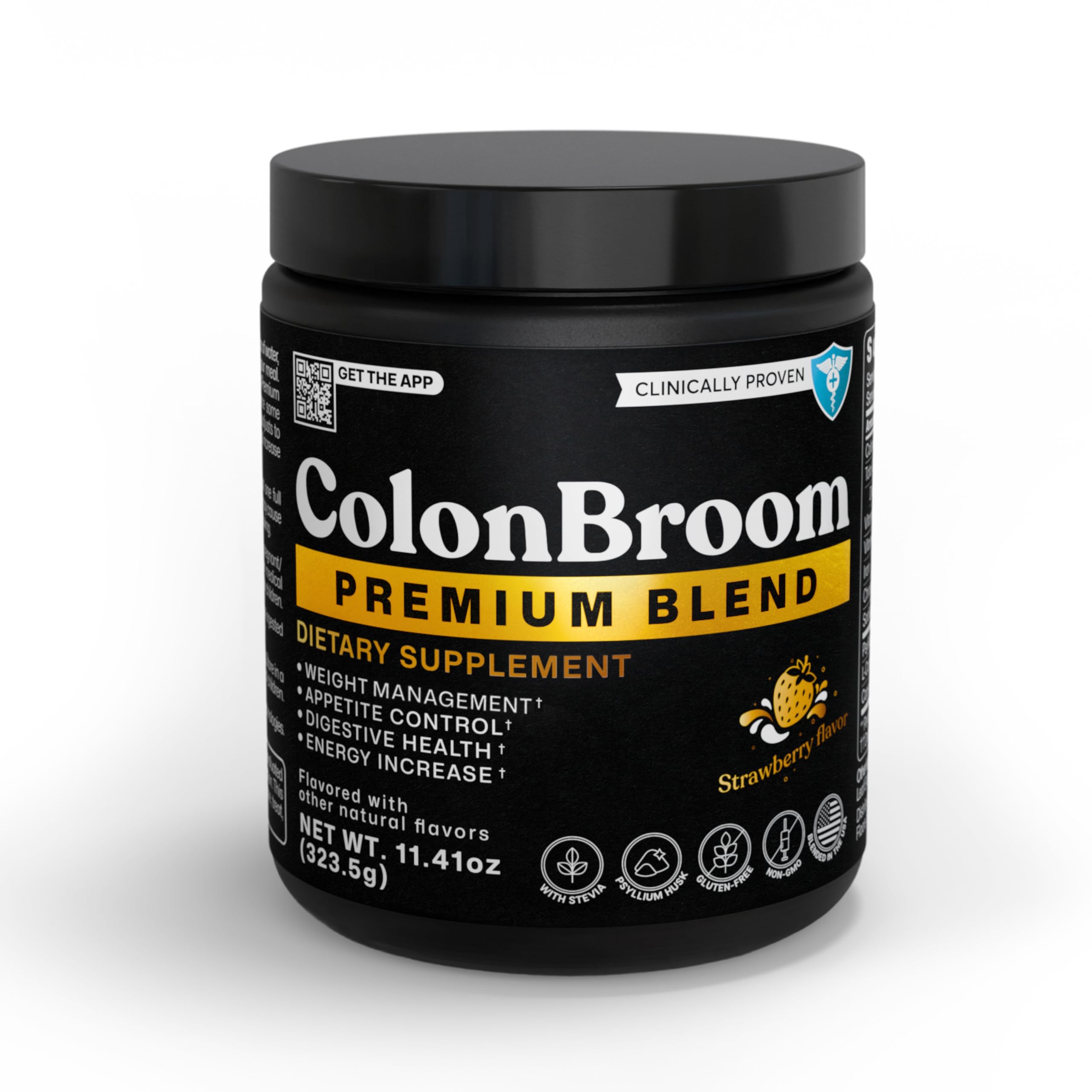 ColonBroom Premium Powder Supplement (Strawberry) - Colon Broom Psyllium Husk Fiber Powder Drink - Gluten Free, Non-GMO Colon Cleanse for Bloating Relief & Gut Health, 50 Servings ColonBroom uk supplements