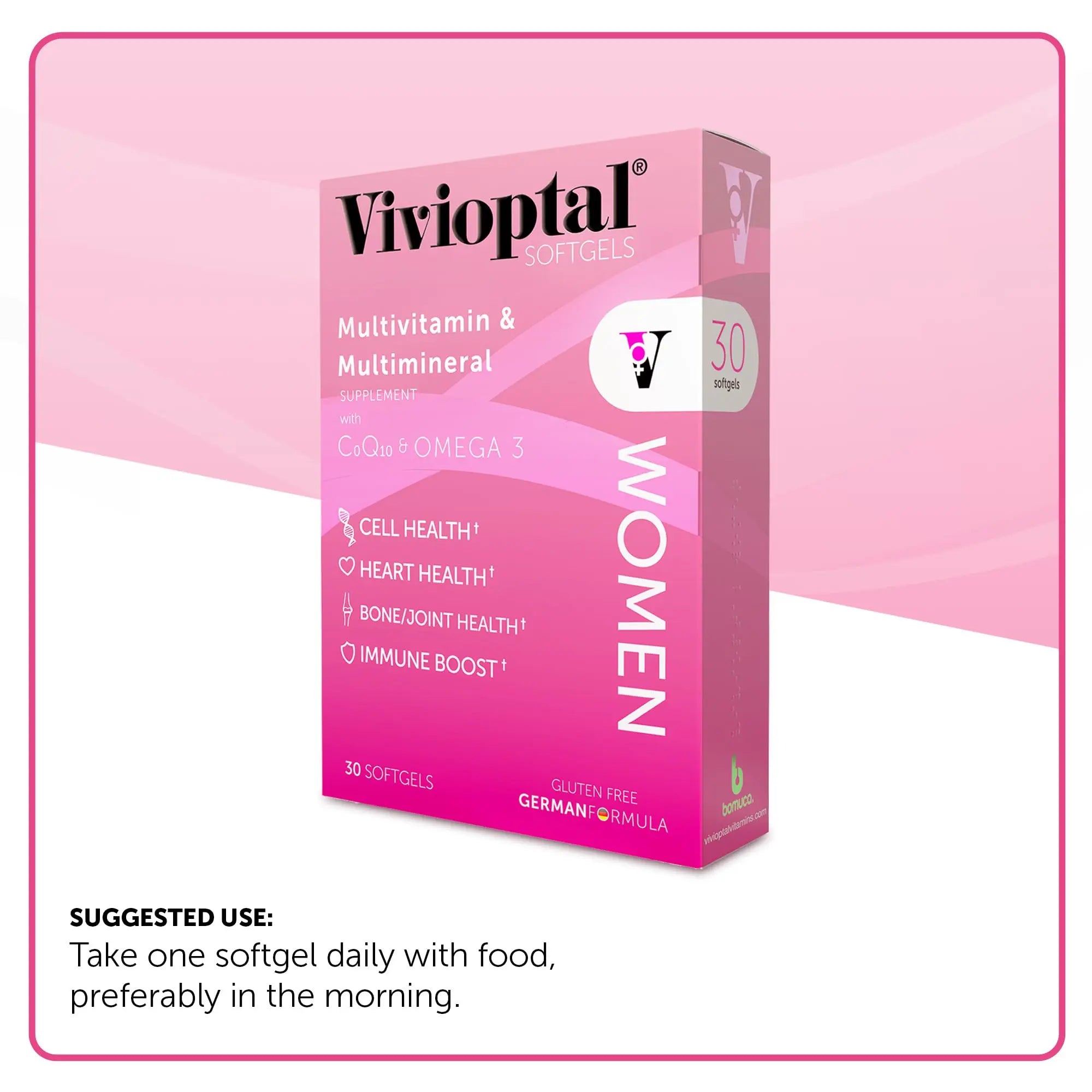 Vivioptal Women, 30 Capsules, CoQ10 & Omega-3, Multivitamin & Multimineral, Gluten Free, German Formula Vivioptal Vitamins uk supplements